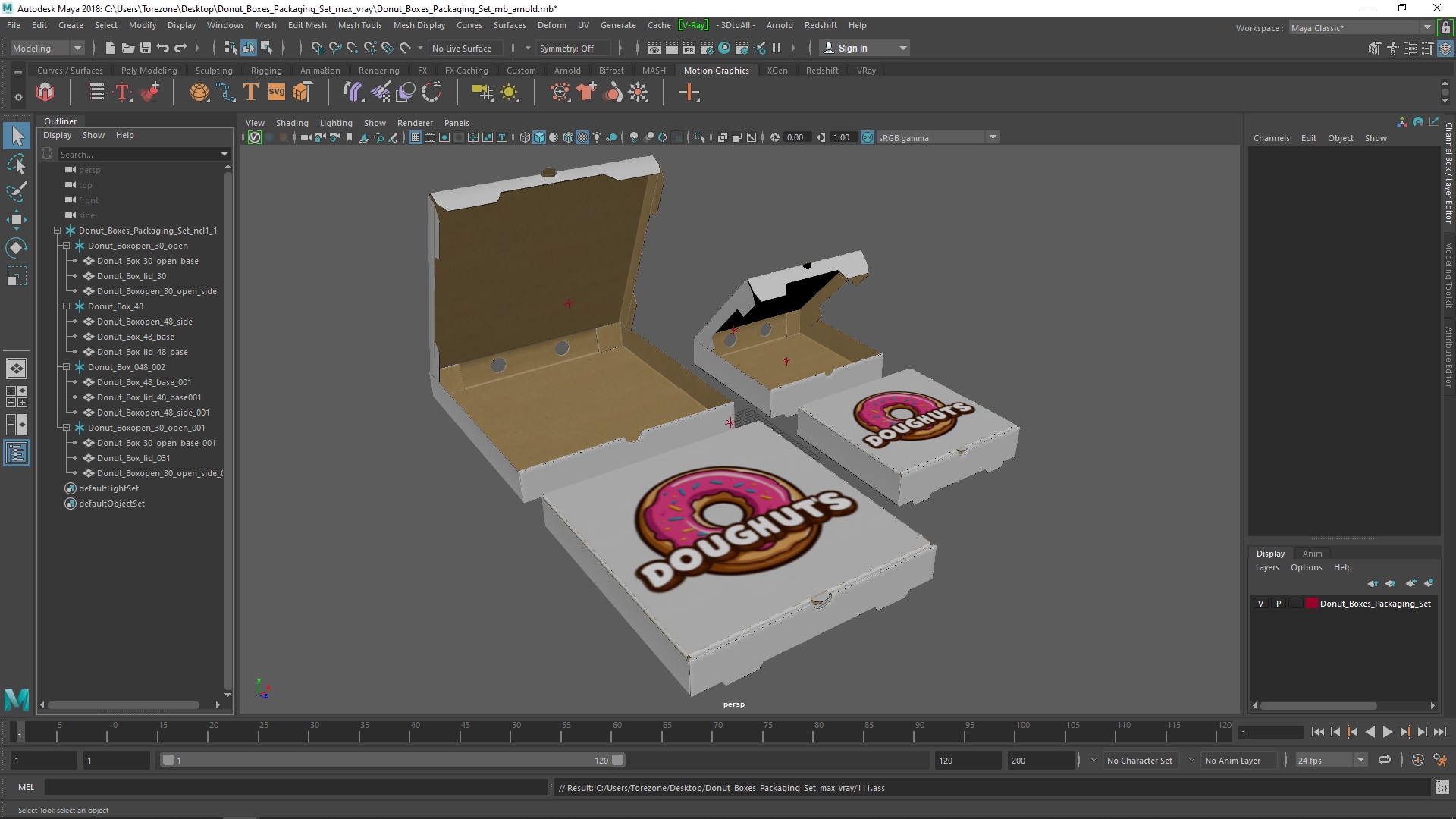 3D model Donut Boxes Packaging Set