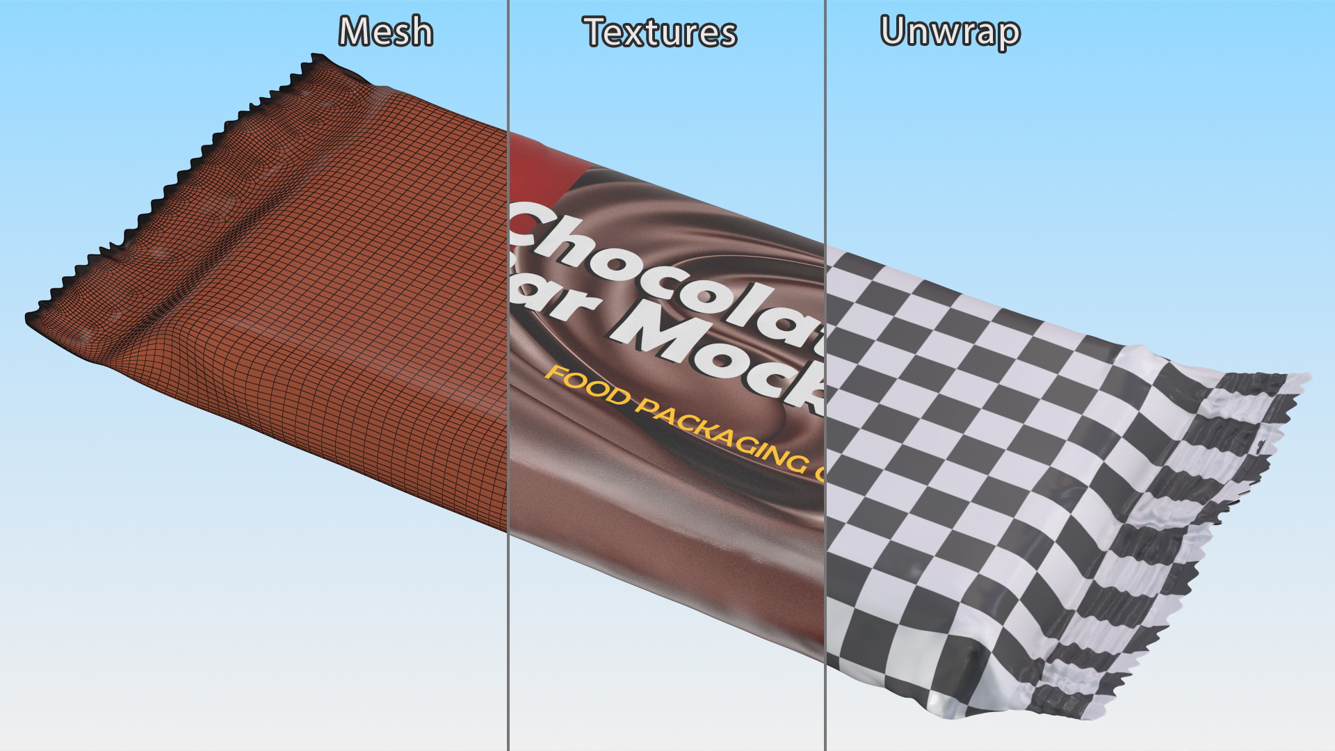 3D model Wide Chocolate Bar Mockup