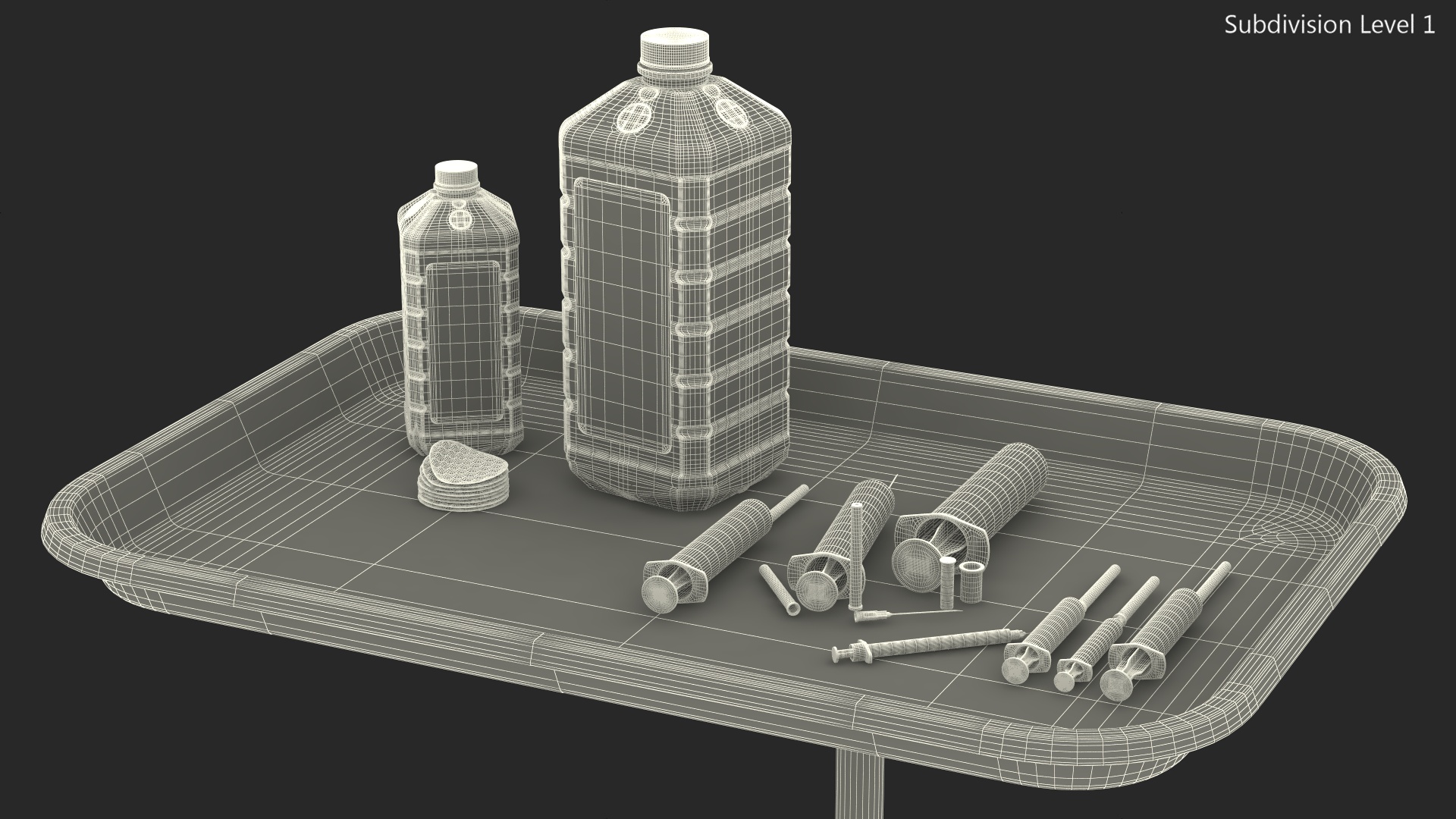 Tools Tray and Antiseptic Kit 3D model