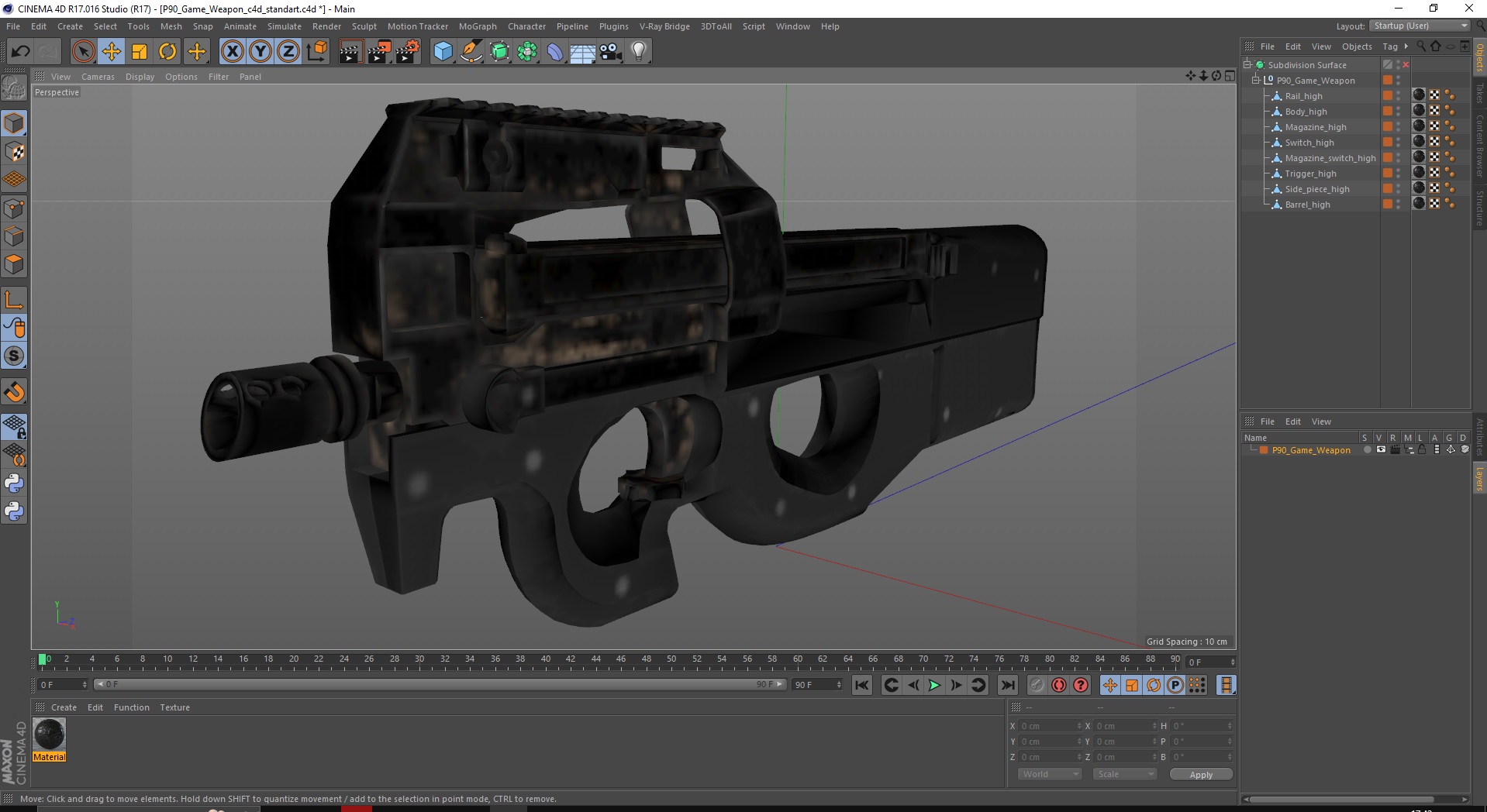 3D model P90 Game Weapon
