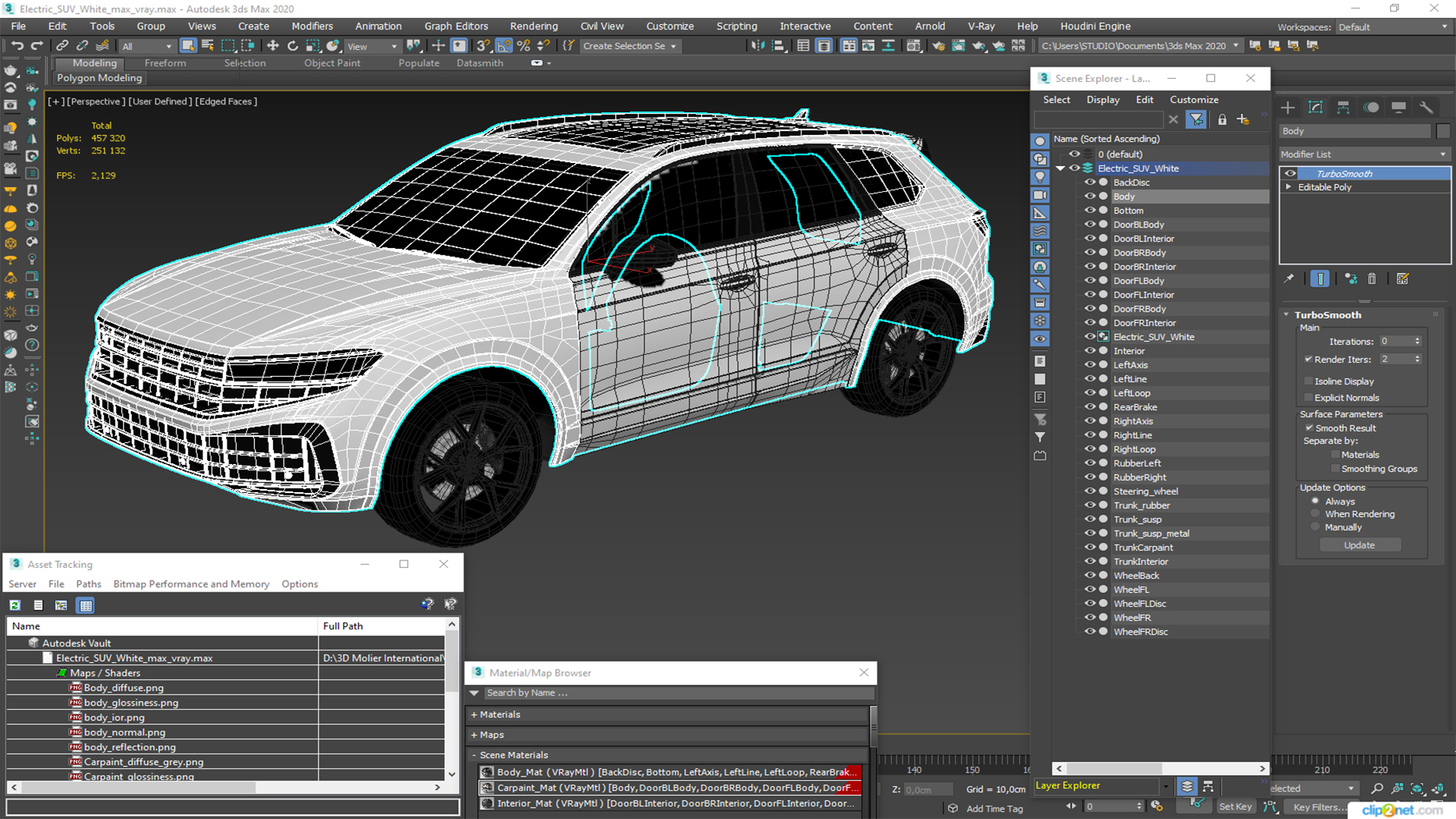 3D Electric SUV White model
