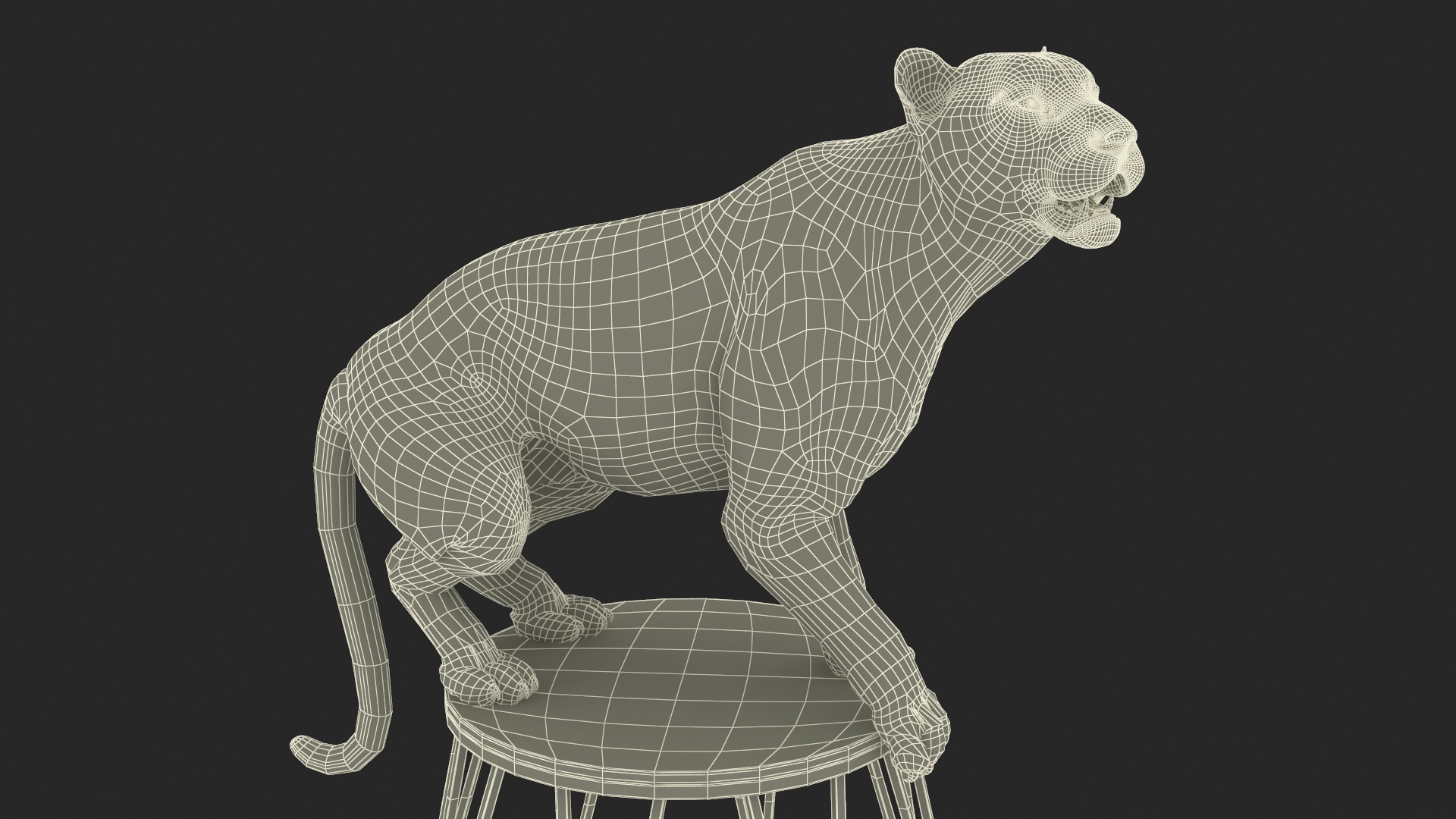 3D Tiger on a Circus Stand model