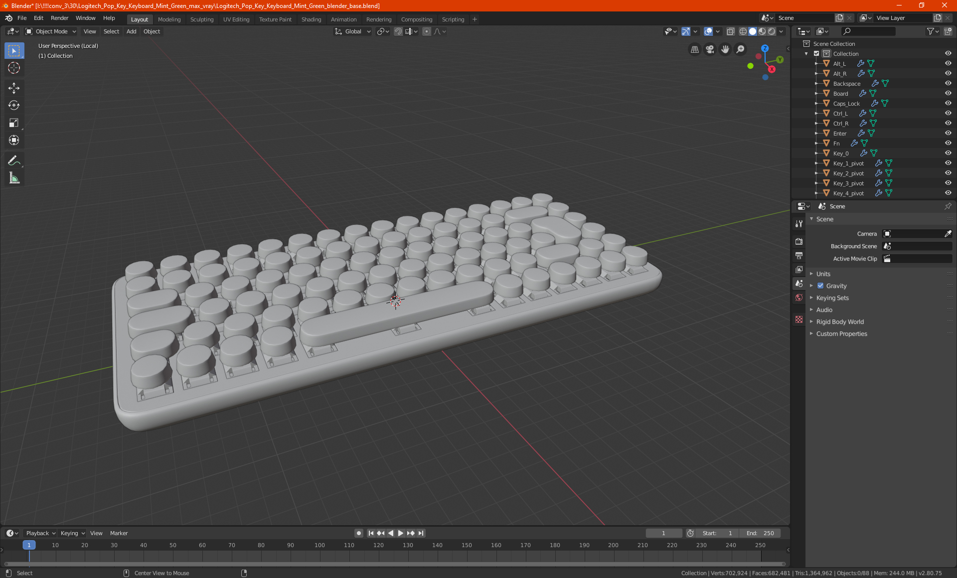Pop Key Keyboard Logitech Yellow 3D