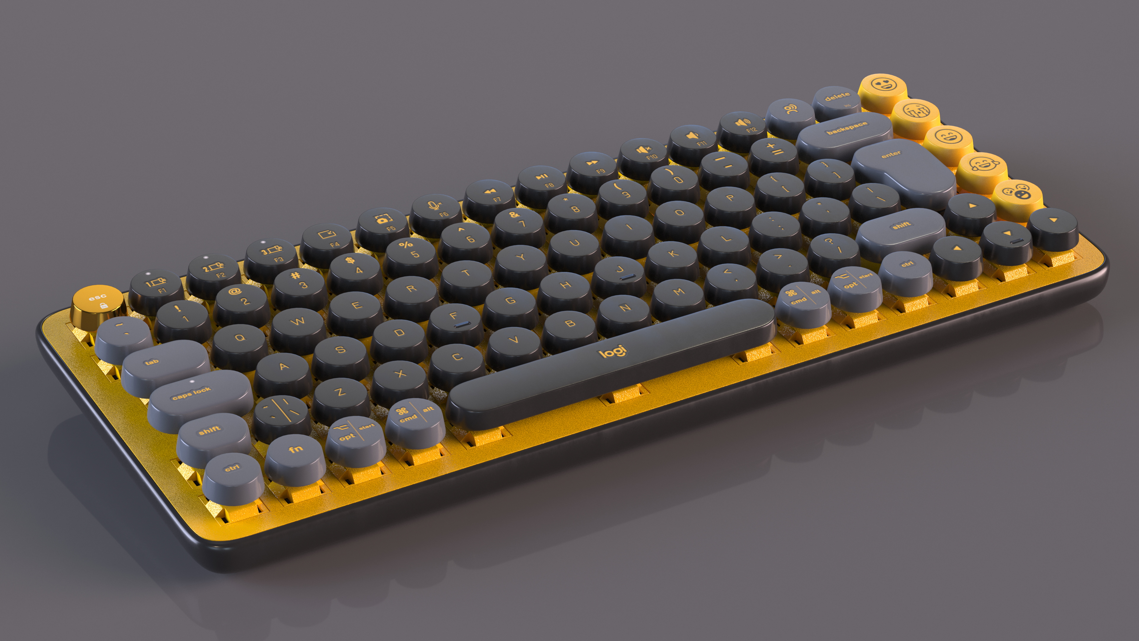 Pop Key Keyboard Logitech Yellow 3D
