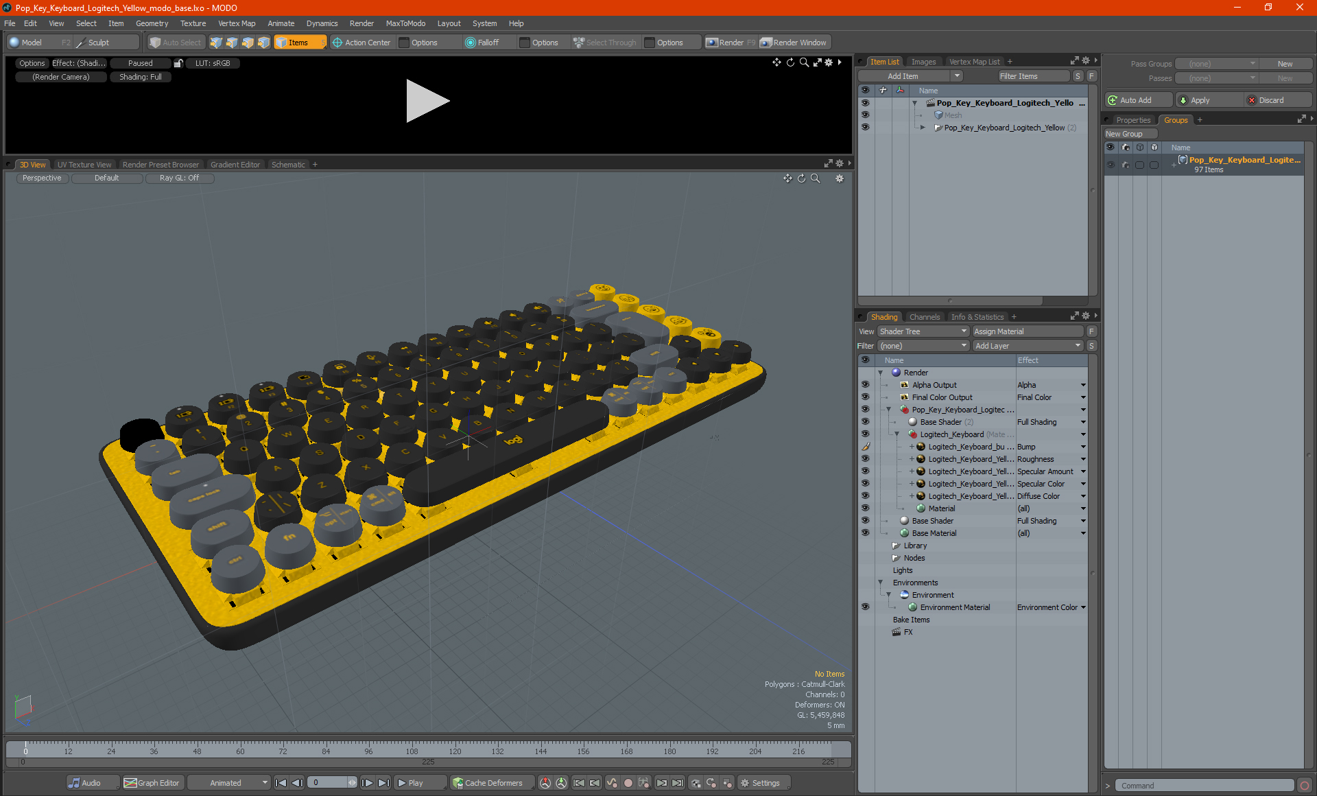 Pop Key Keyboard Logitech Yellow 3D