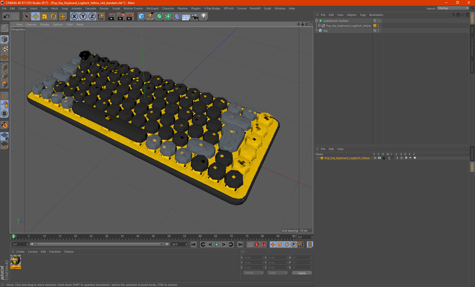 Pop Key Keyboard Logitech Yellow 3D