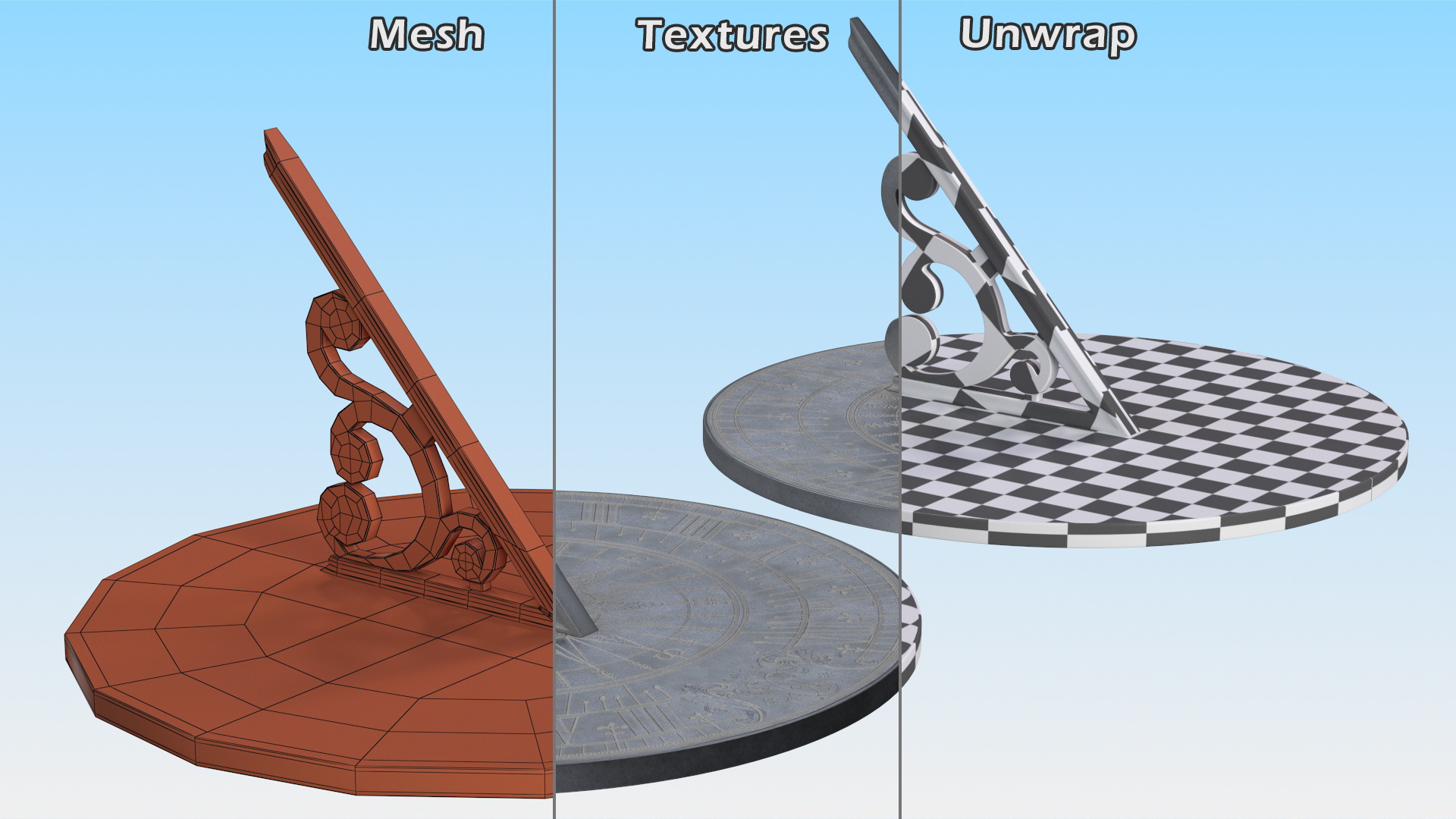 3D Vintage Horizontal Sundial