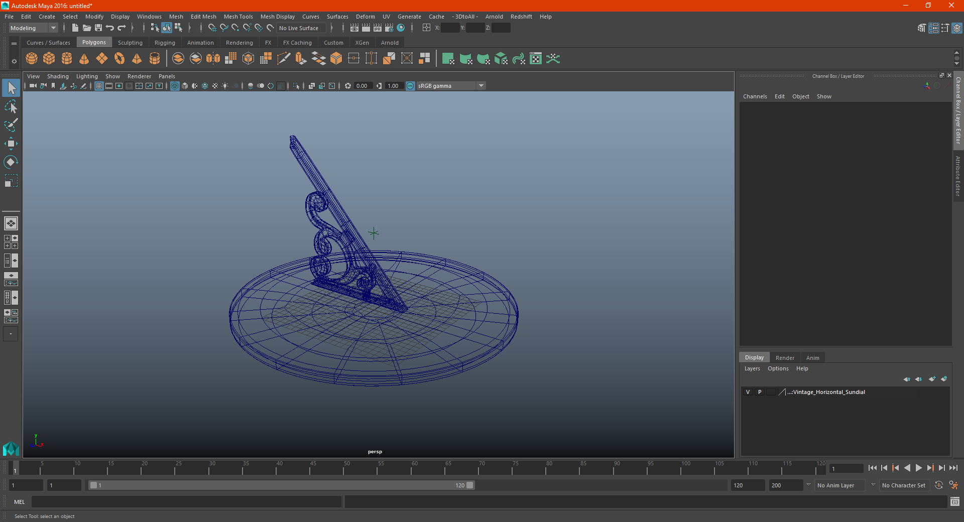 3D Vintage Horizontal Sundial