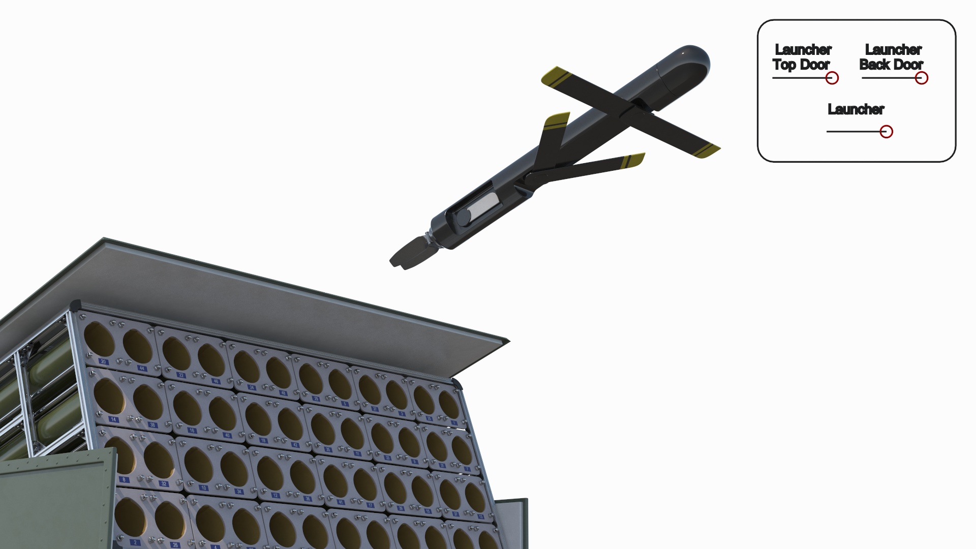 Military Drone Launcher Module Box with UAV Drone Rigged - view 3