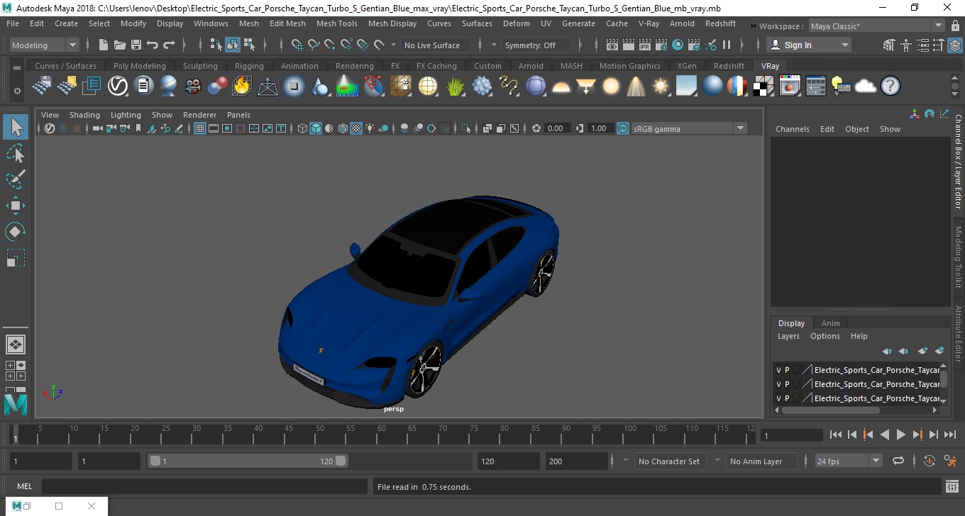 3D model Electric Sports Car Porsche Taycan Turbo S Gentian Blue