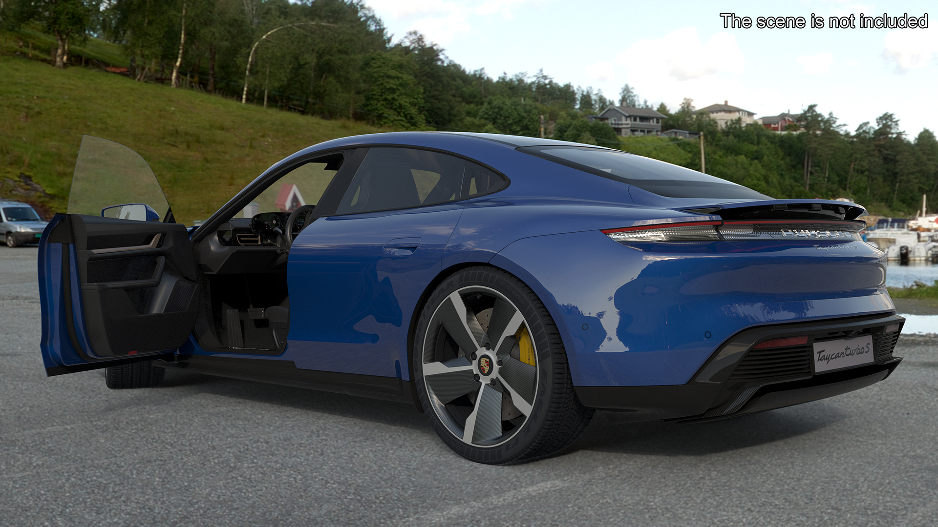 3D model Electric Sports Car Porsche Taycan Turbo S Gentian Blue
