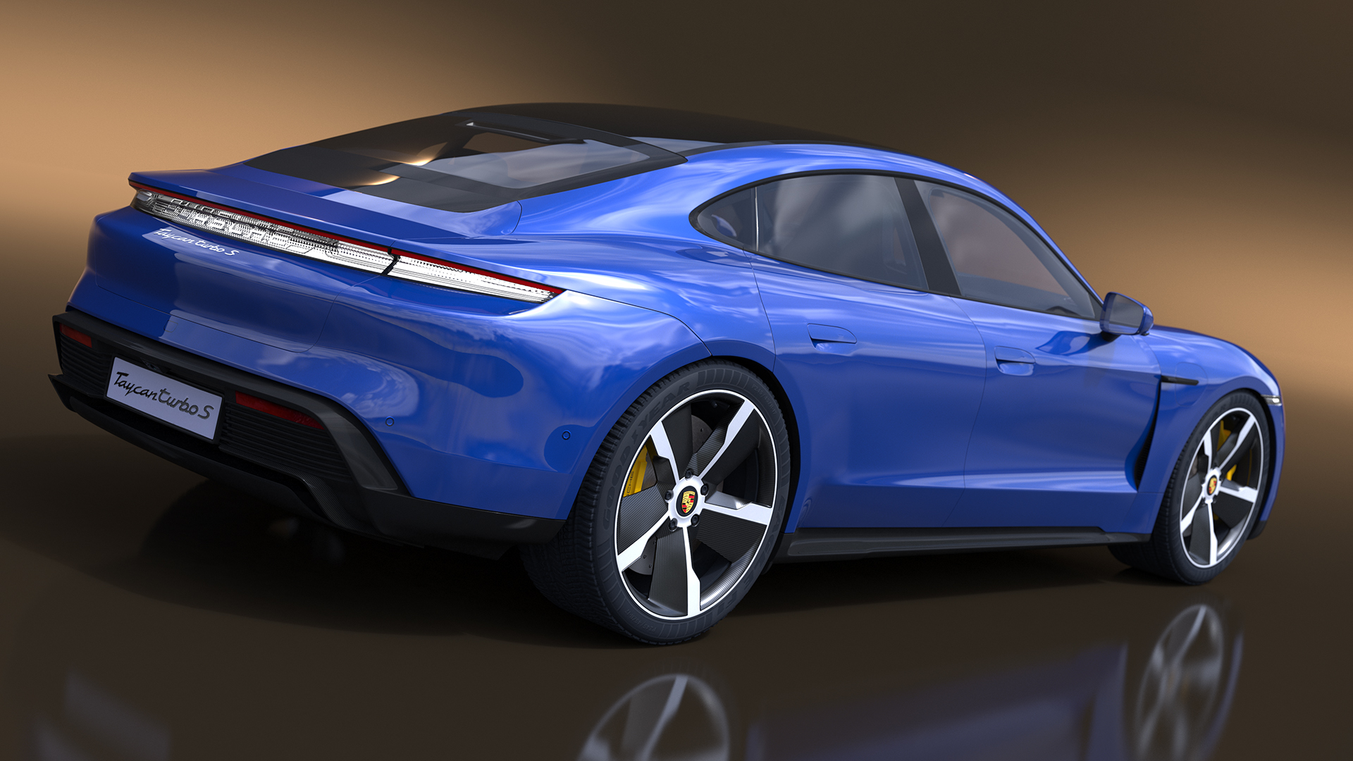 3D model Electric Sports Car Porsche Taycan Turbo S Gentian Blue