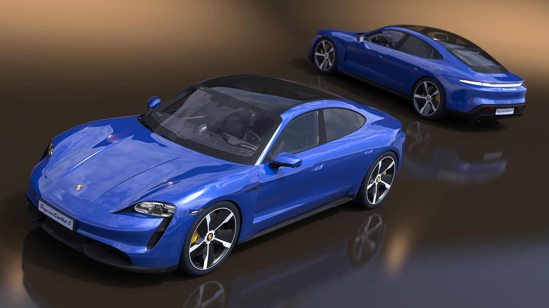 3D model Electric Sports Car Porsche Taycan Turbo S Gentian Blue