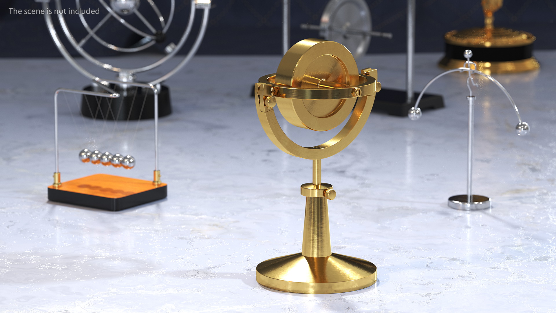 3D Vintage Brass Lecture Gyroscope