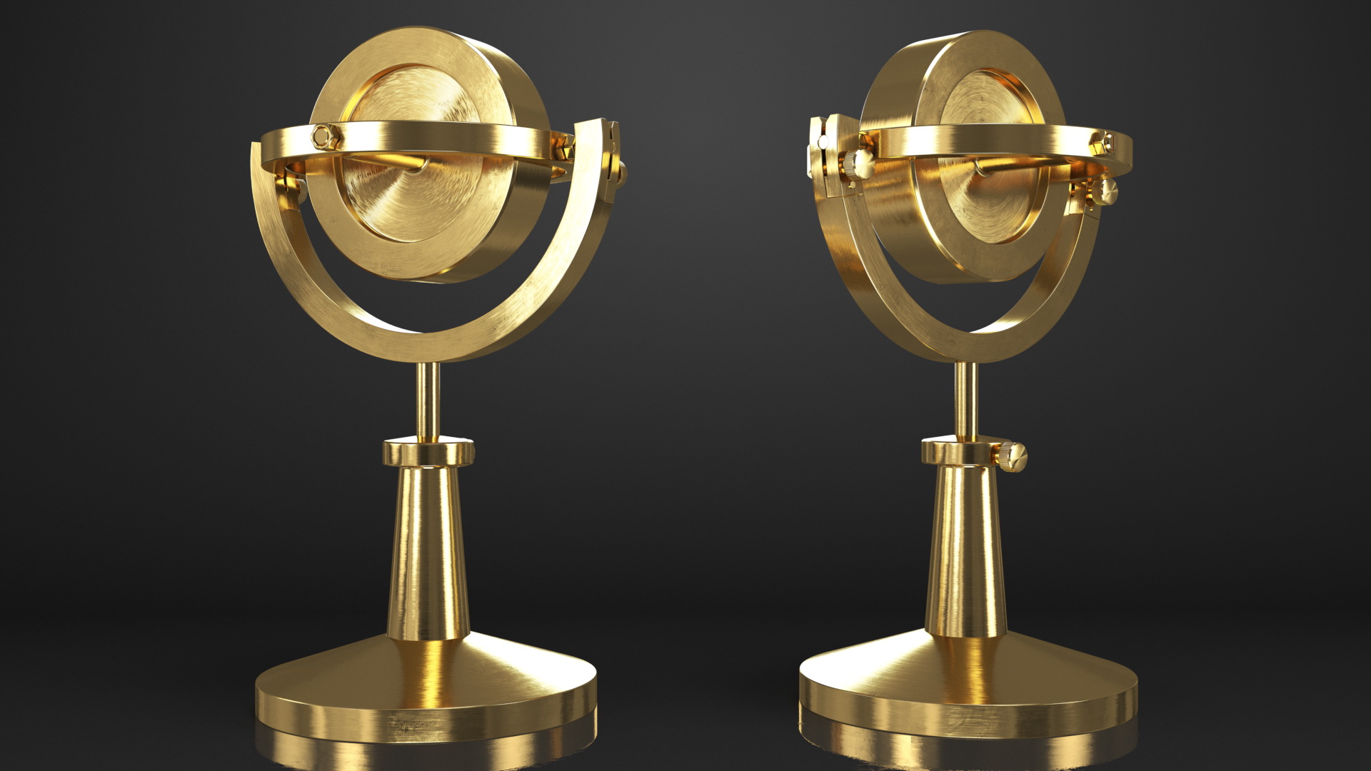 3D Vintage Brass Lecture Gyroscope
