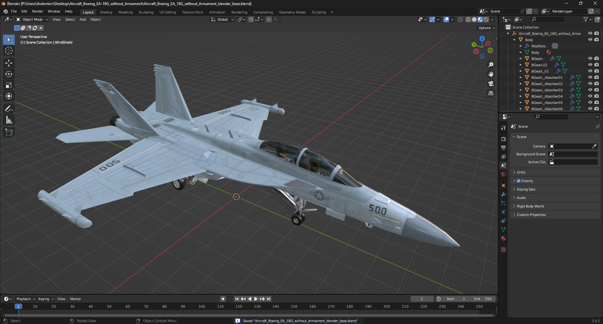 Aircraft Boeing EA-18G without Armament 3D model