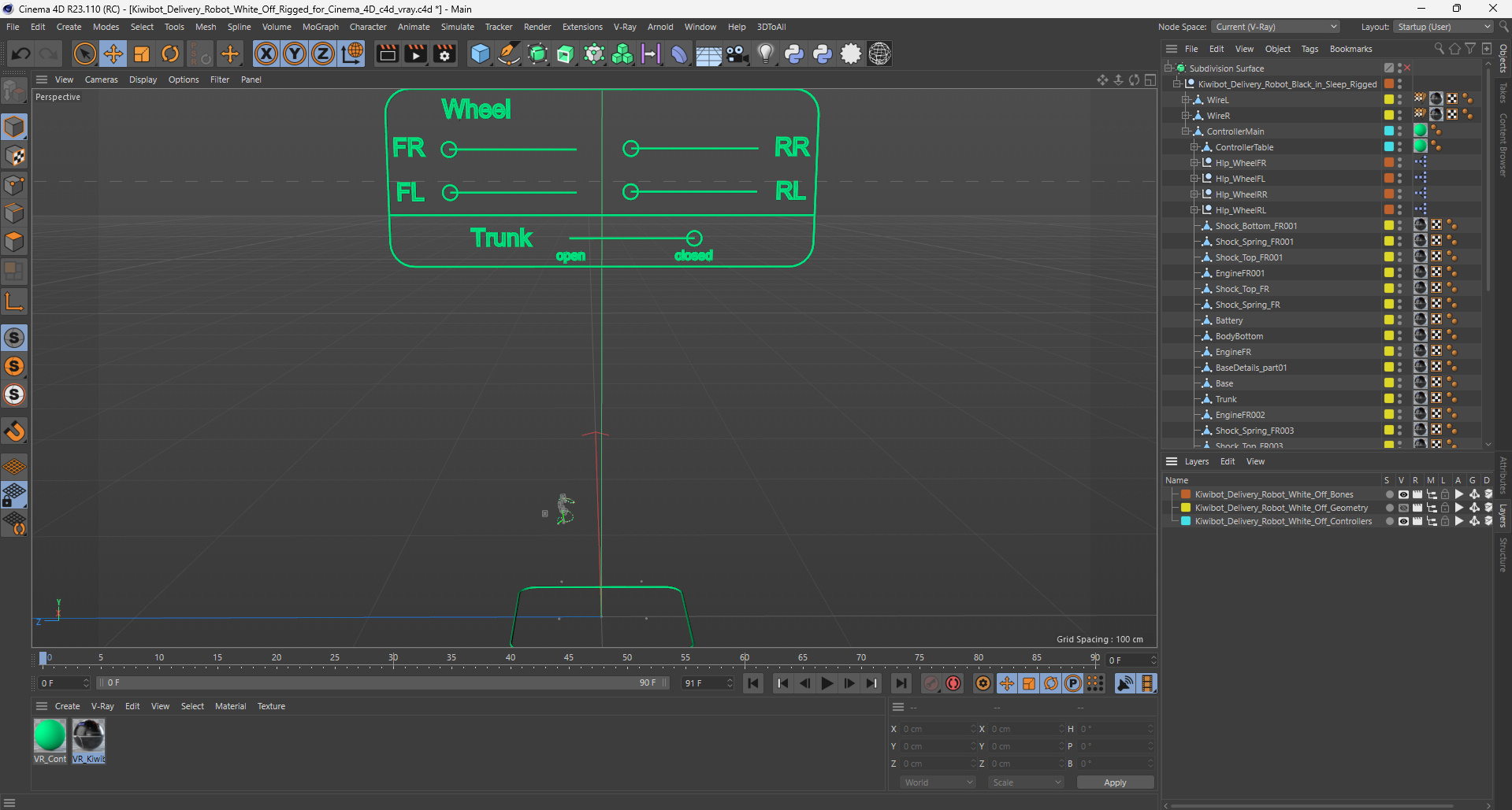 3D Kiwibot Delivery Robot White Off Rigged for Cinema 4D model