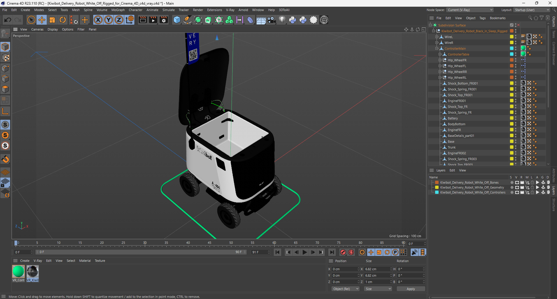 3D Kiwibot Delivery Robot White Off Rigged for Cinema 4D model
