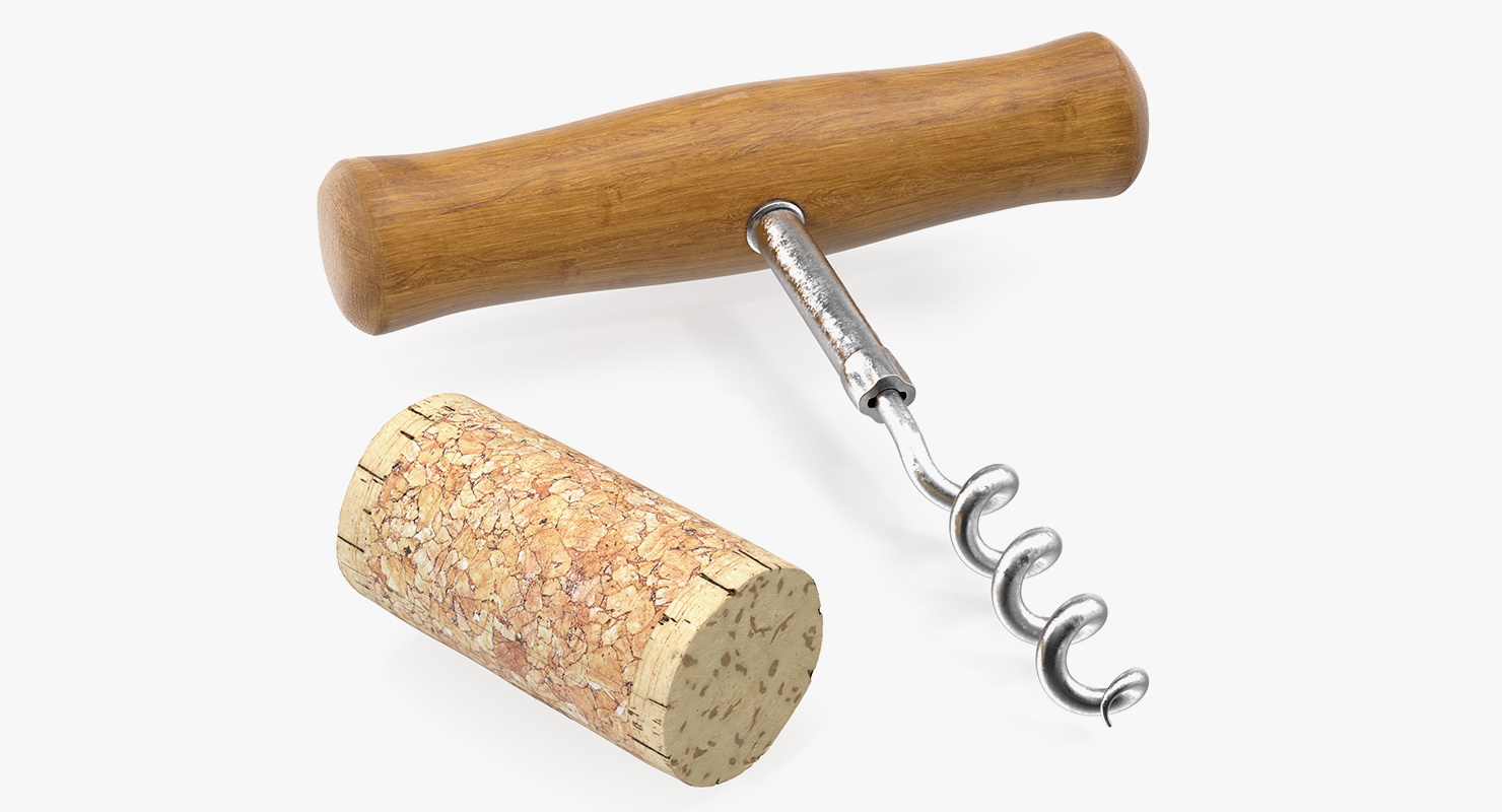 3D model Vintage Corkscrew Bottle Opener And Wine Cork
