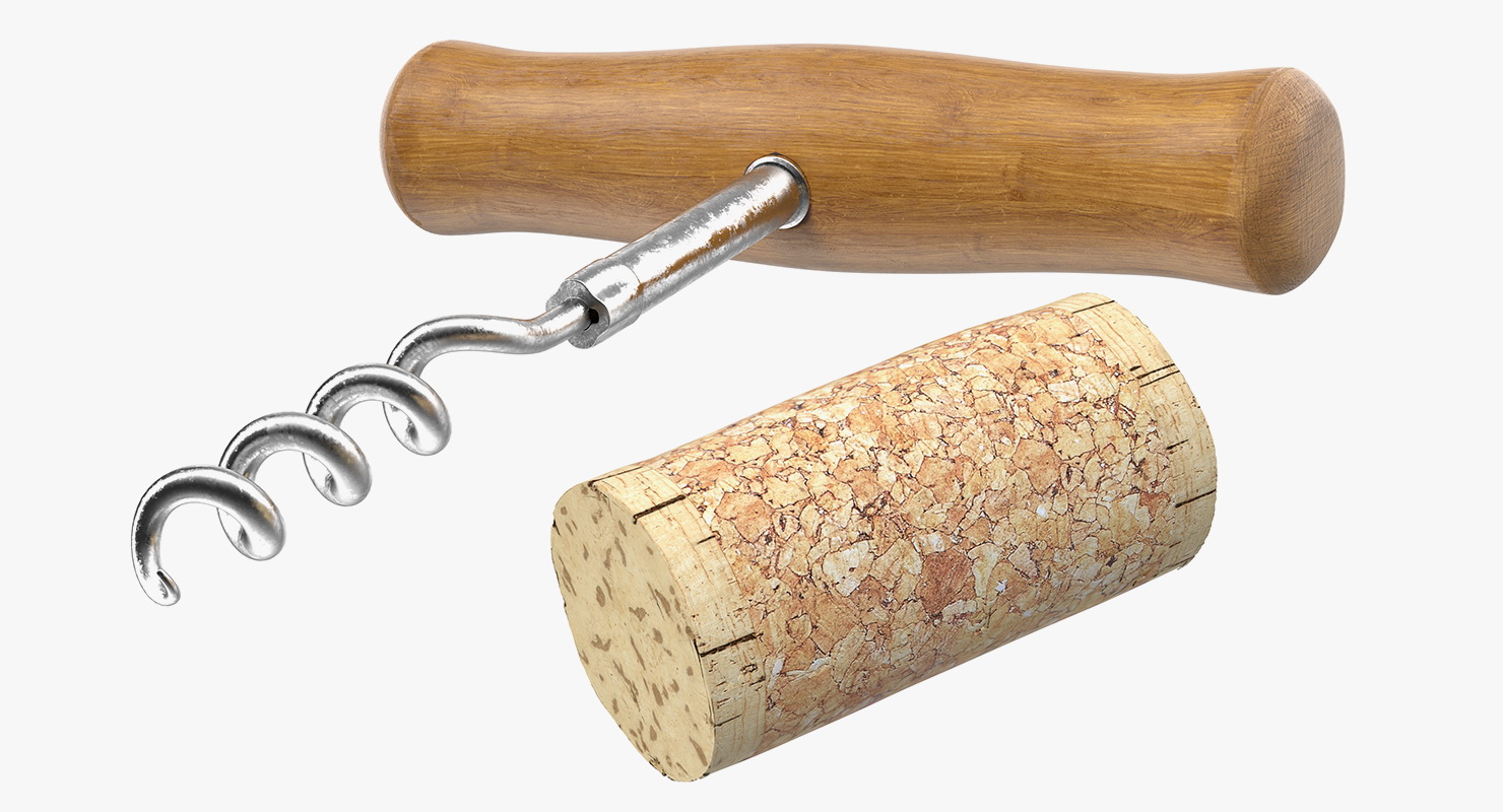 3D model Vintage Corkscrew Bottle Opener And Wine Cork