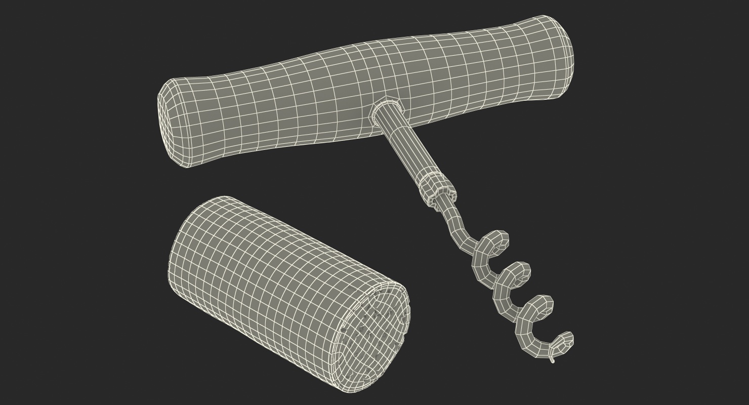 3D model Vintage Corkscrew Bottle Opener And Wine Cork