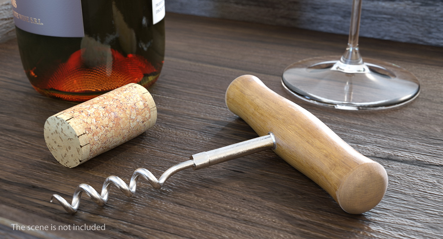 3D model Vintage Corkscrew Bottle Opener And Wine Cork