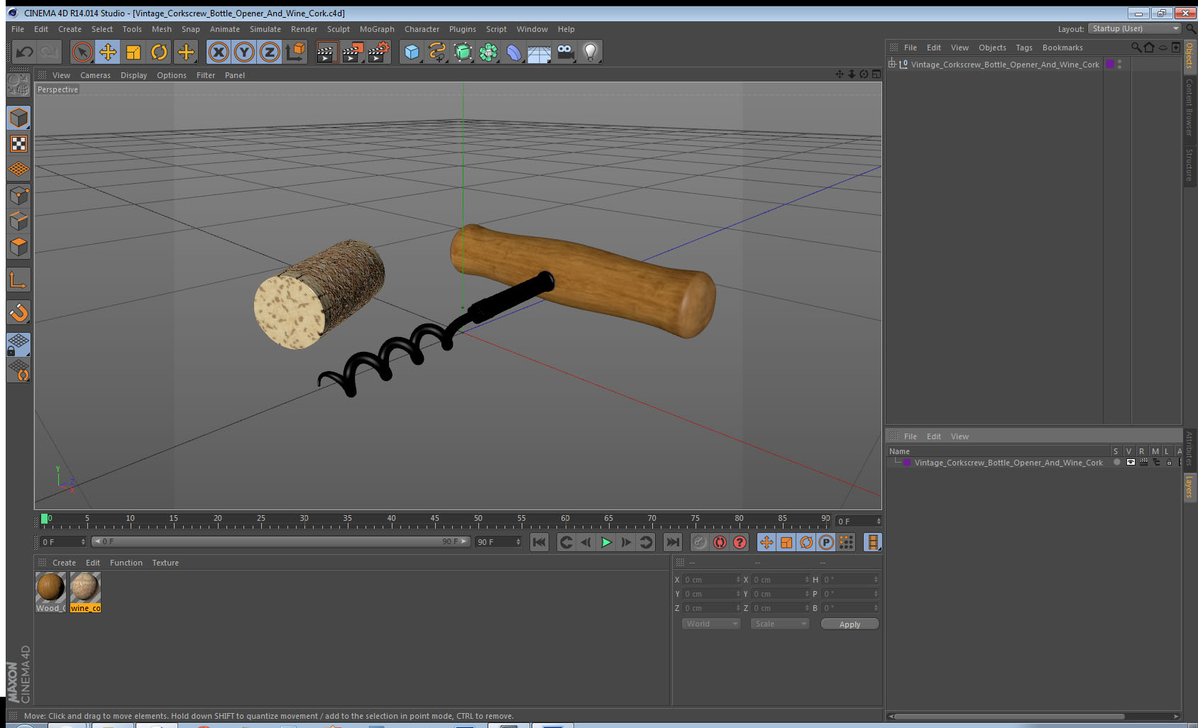 3D model Vintage Corkscrew Bottle Opener And Wine Cork
