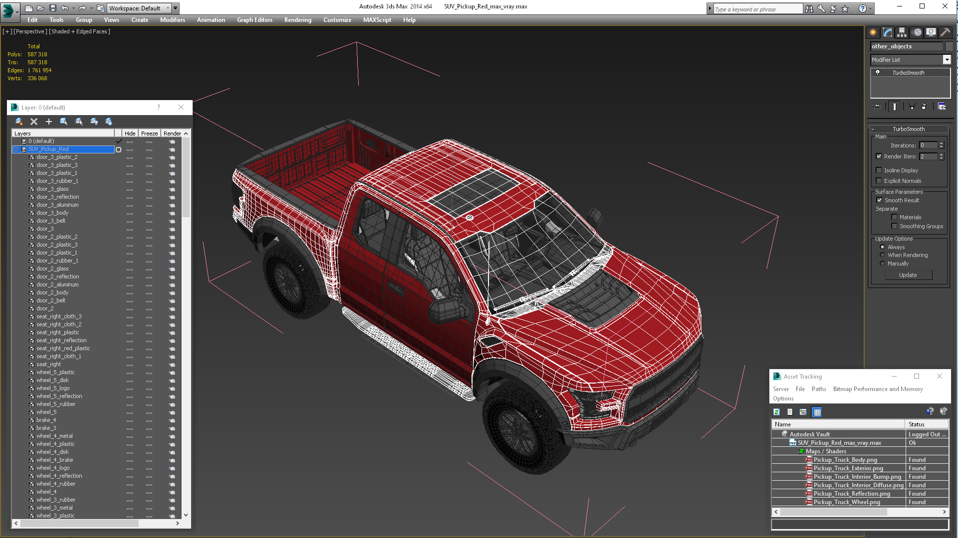SUV Pickup Red 3D model