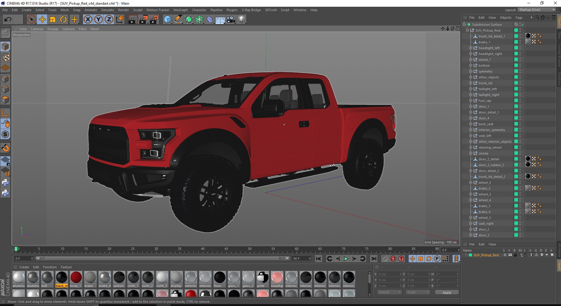 SUV Pickup Red 3D model