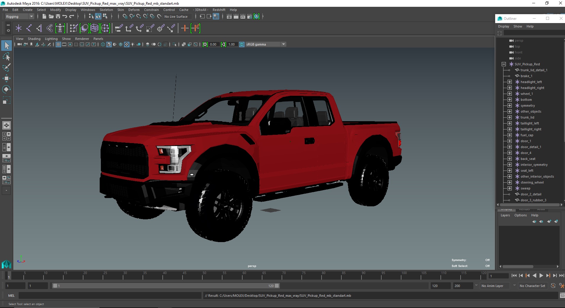 SUV Pickup Red 3D model