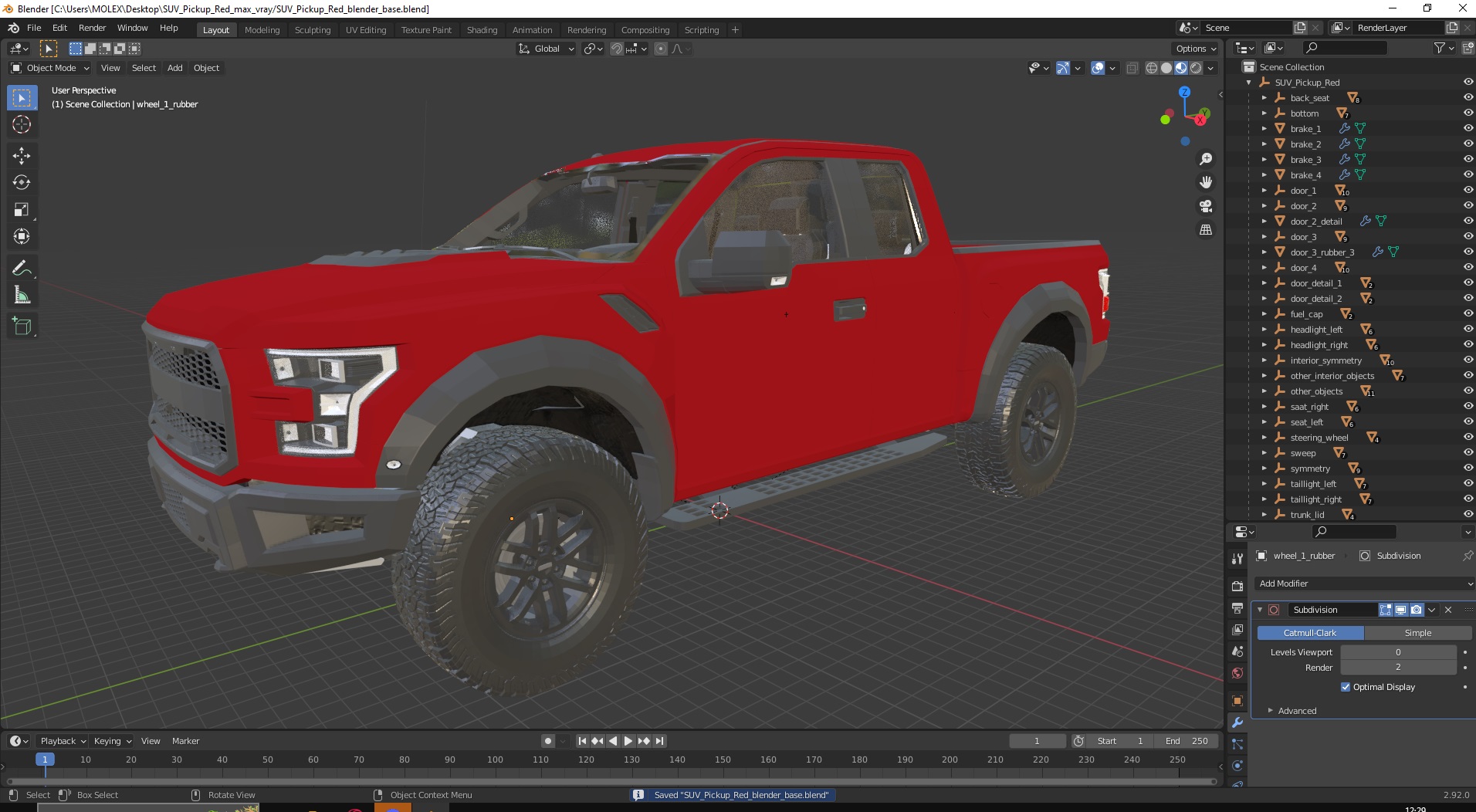 SUV Pickup Red 3D model