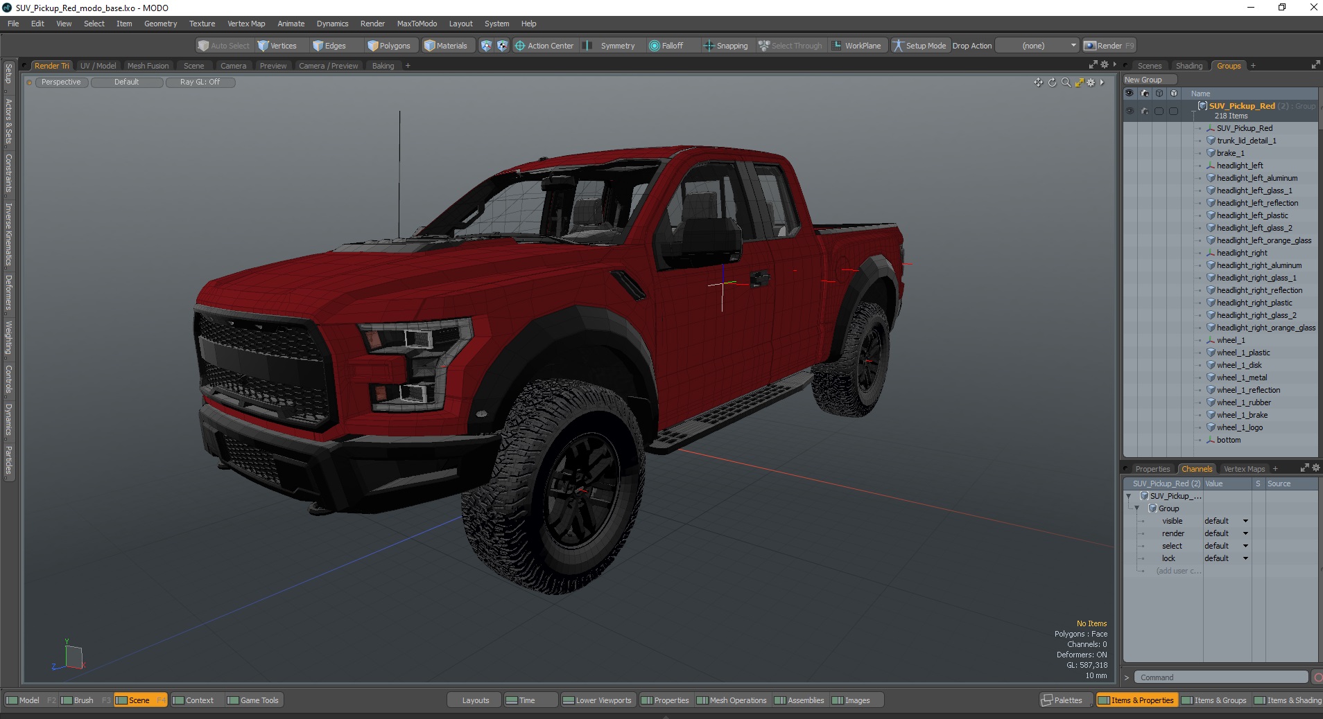 SUV Pickup Red 3D model