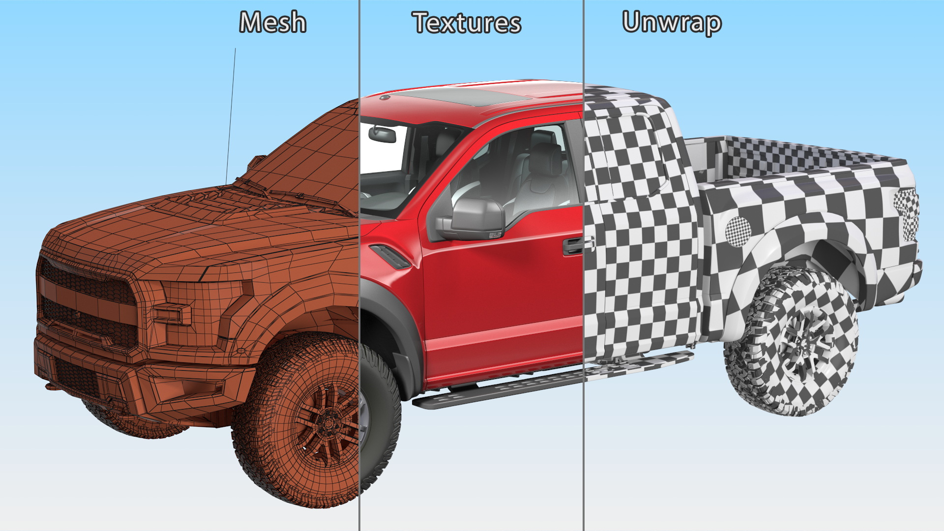 SUV Pickup Red 3D model