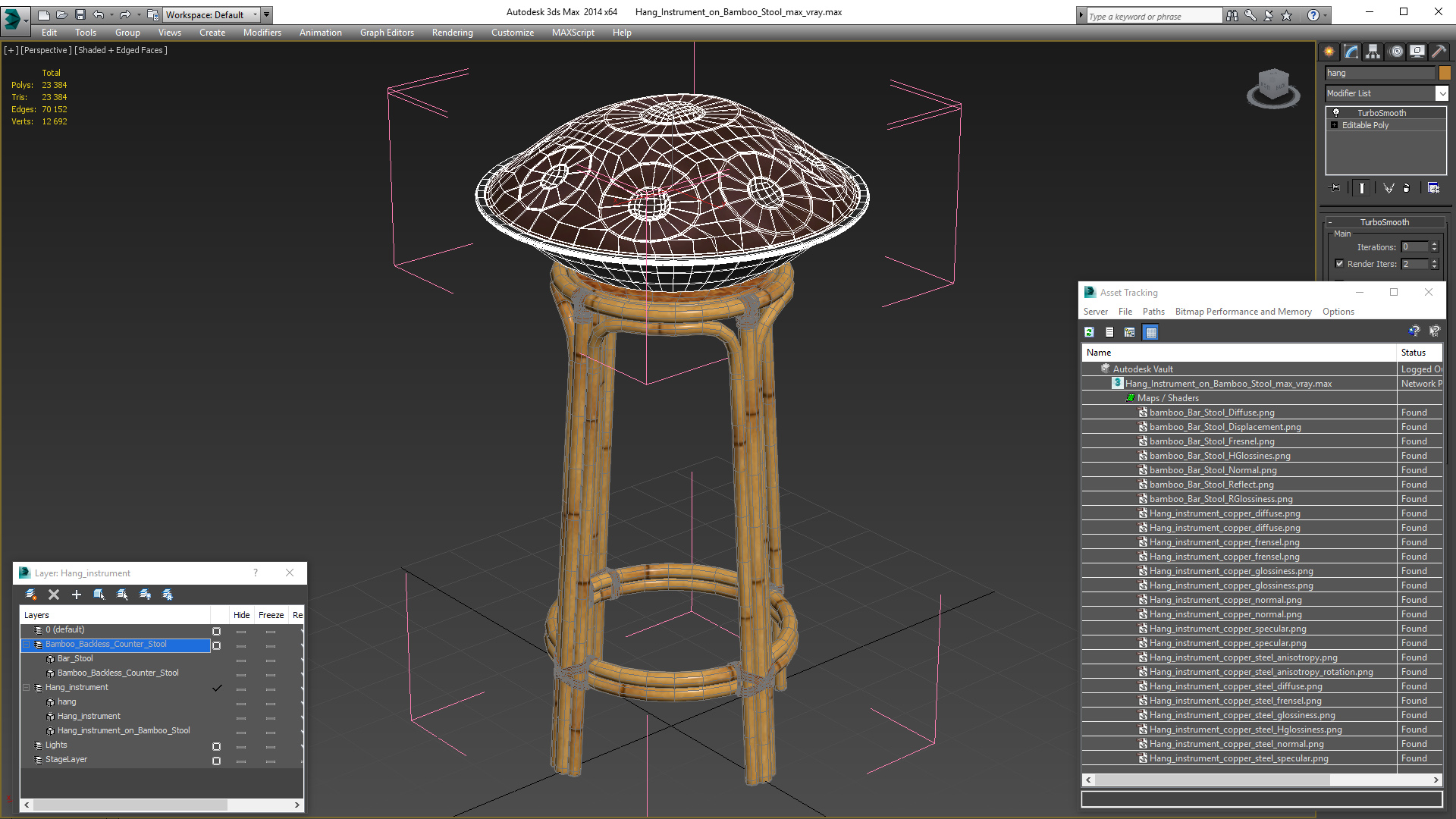 3D Hang Instrument on Bamboo Stool
