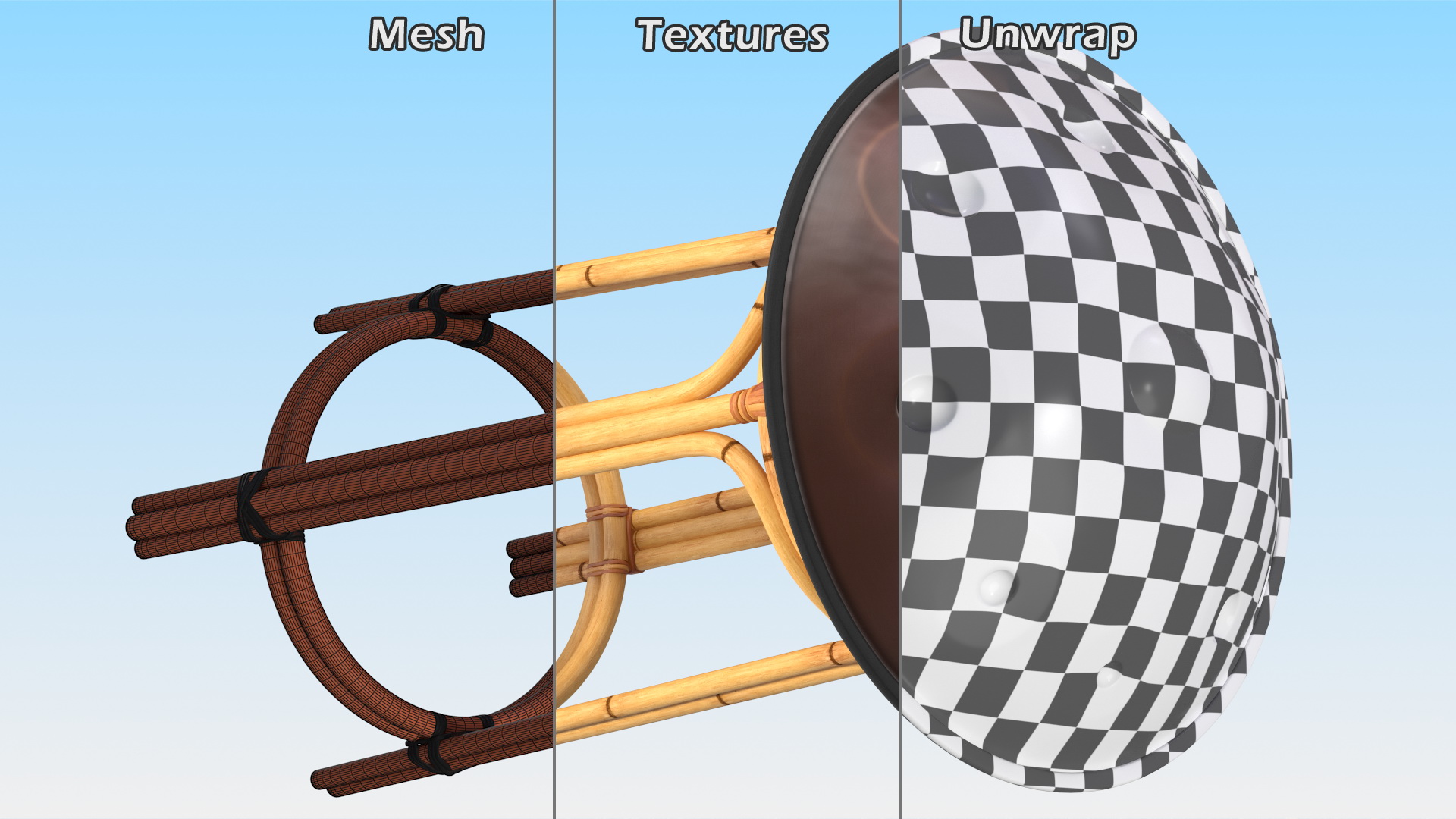 3D Hang Instrument on Bamboo Stool