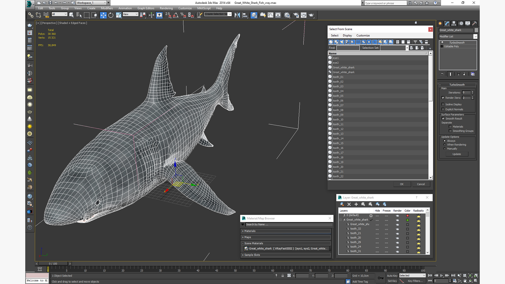 Great White Shark Fish 3D