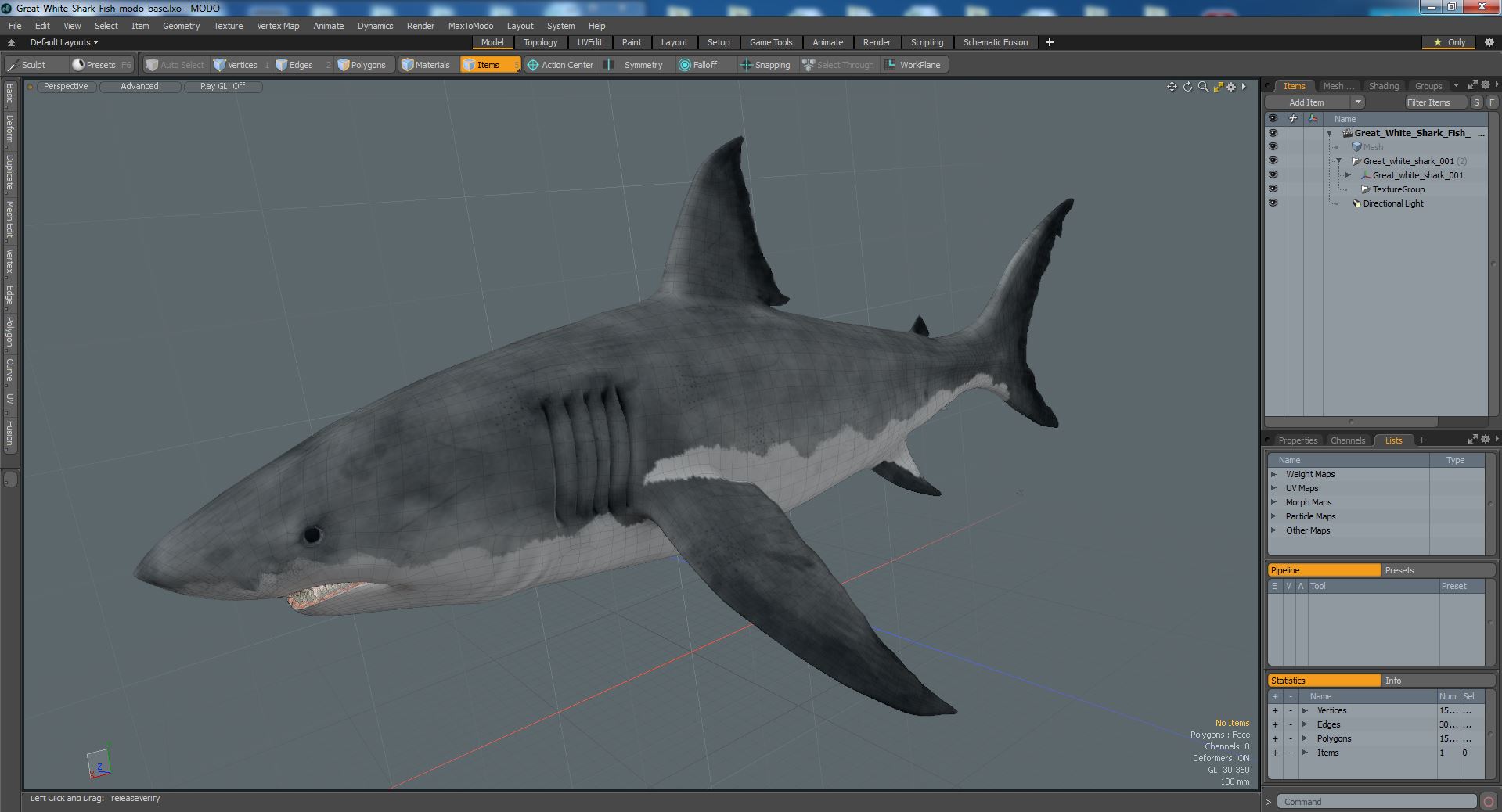 Great White Shark Fish 3D