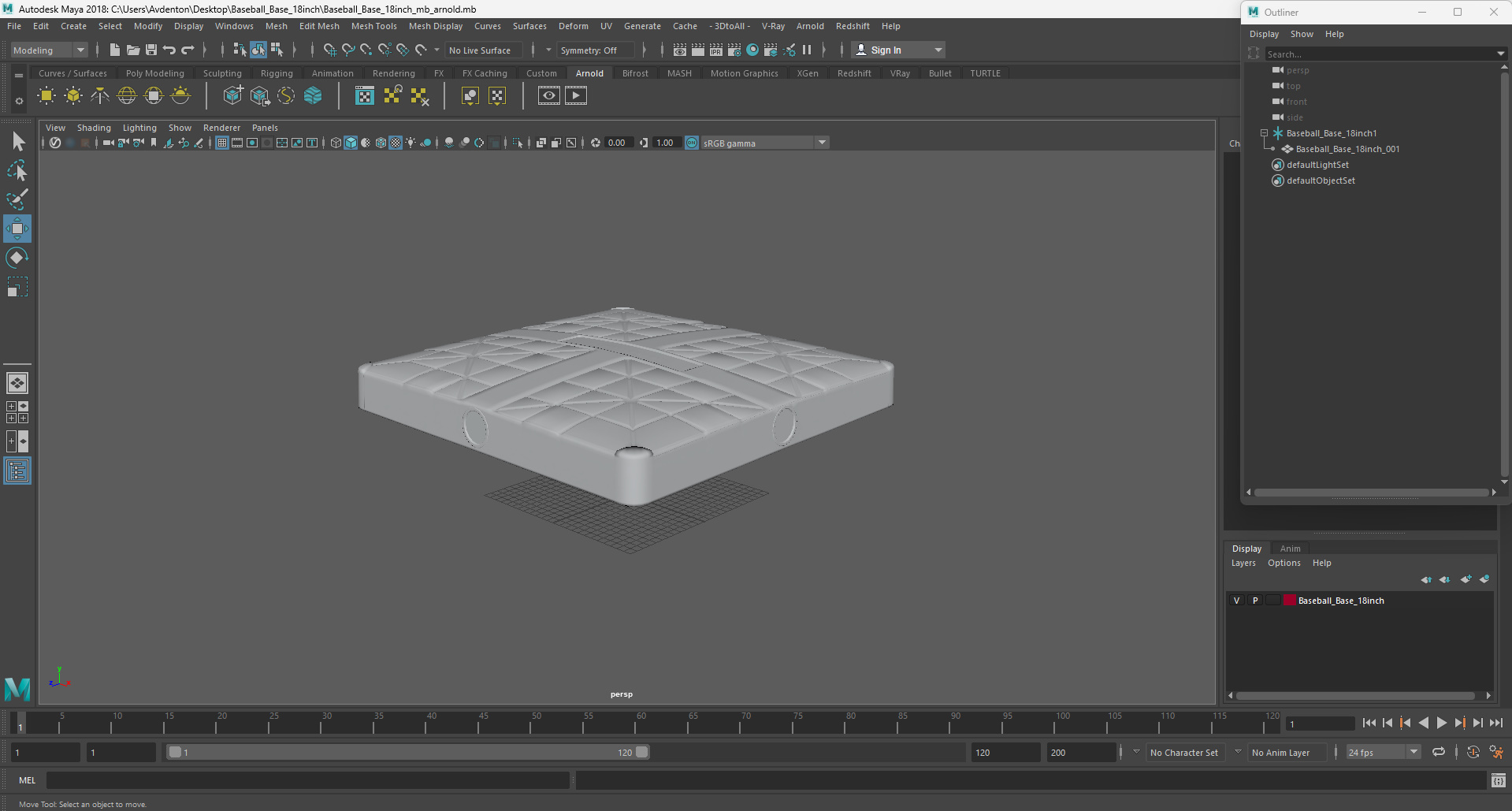 3D model Baseball Base 18inch