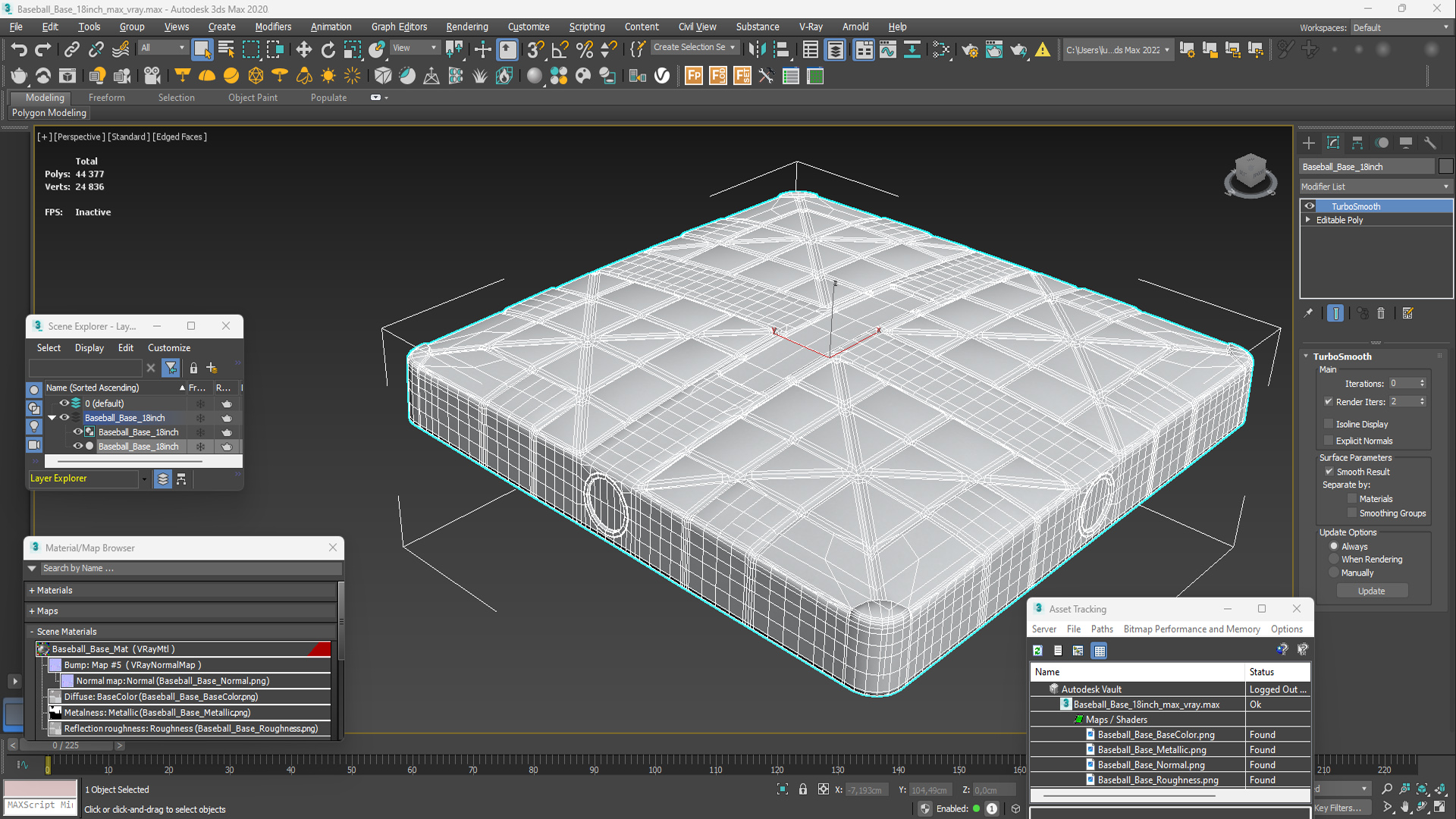 3D model Baseball Base 18inch