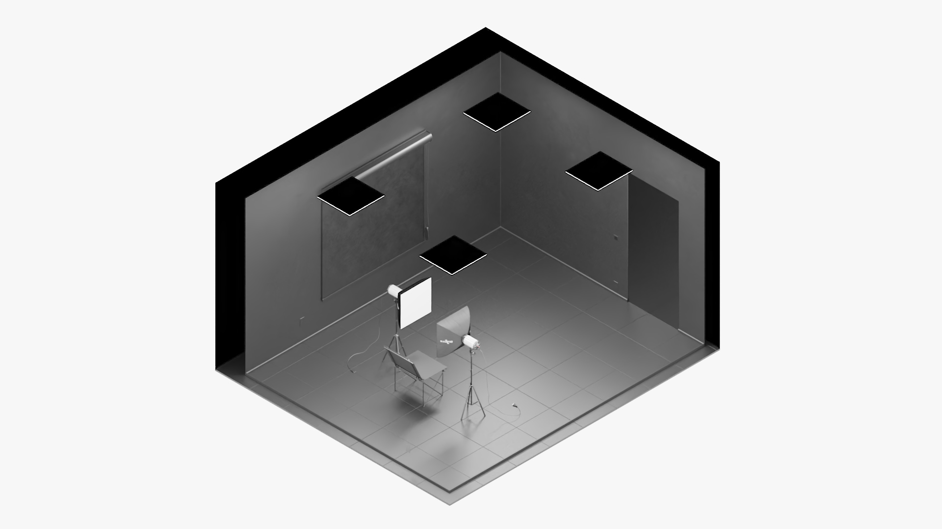 3D Blackout Photo Studio with Black Walls model