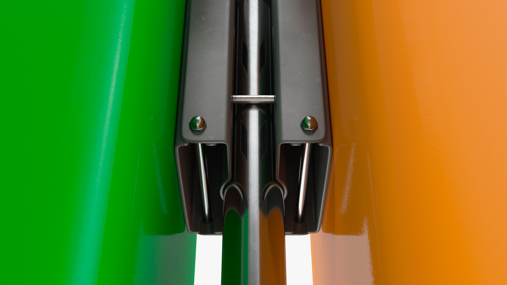 Green and Orange Plastic Public Trash Cans 3D