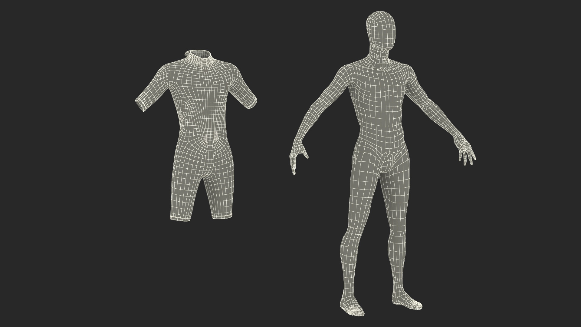 Man Wetsuit Black Shorty Version 3D