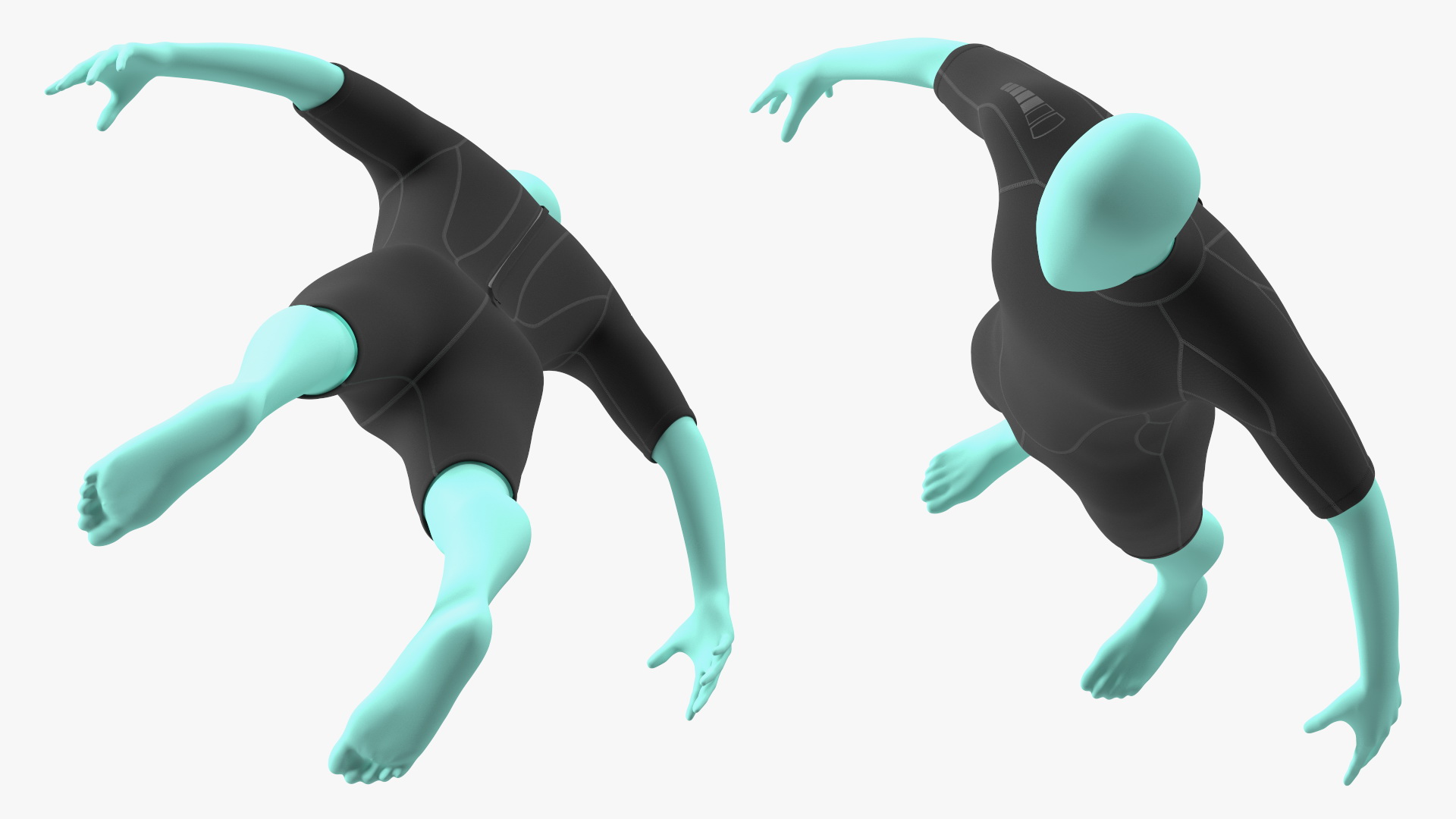 Man Wetsuit Black Shorty Version 3D