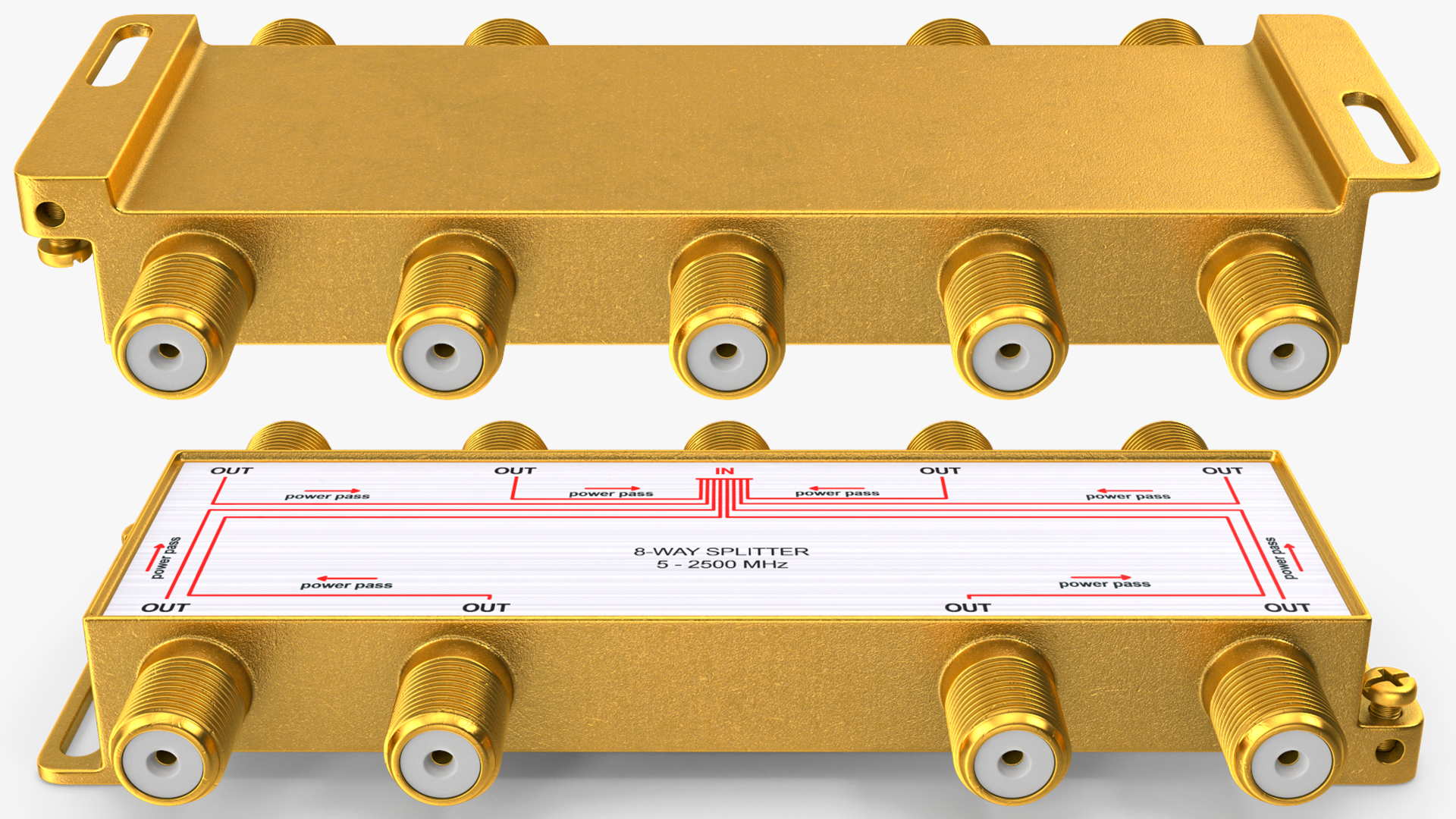 CATV Broadband Coaxial Splitter 8 Way 3D