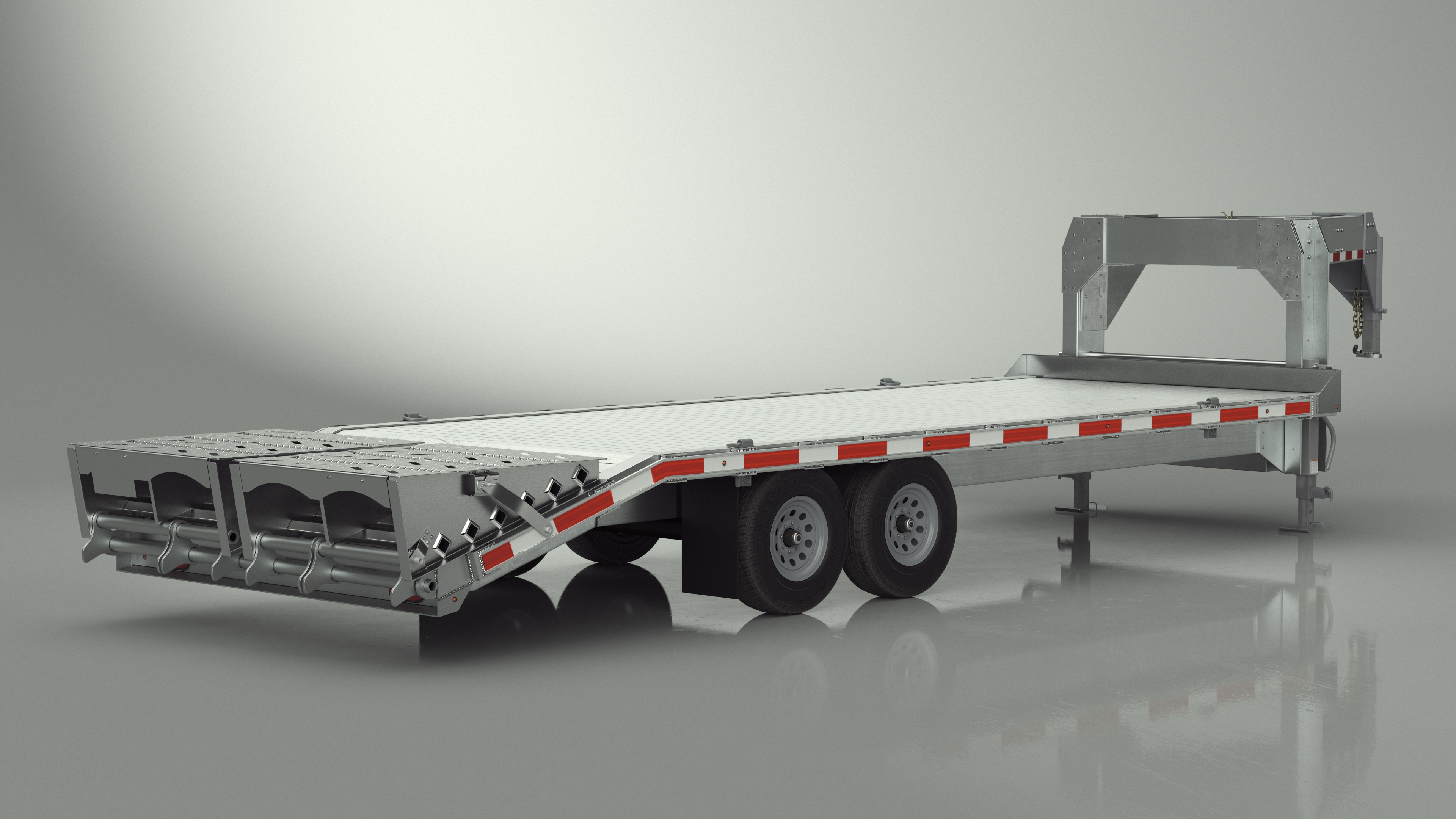 Gooseneck Equipment Pickup Trailer 3D model