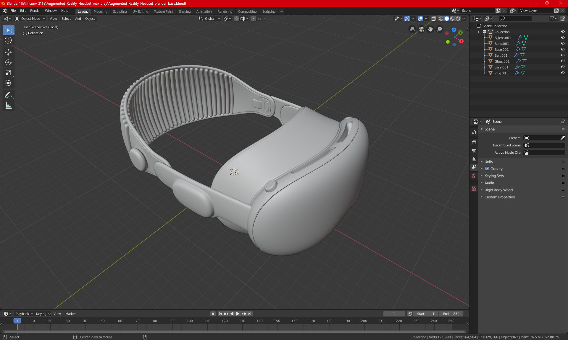 3D Mixed Reality Headset Apple Vision Pro model