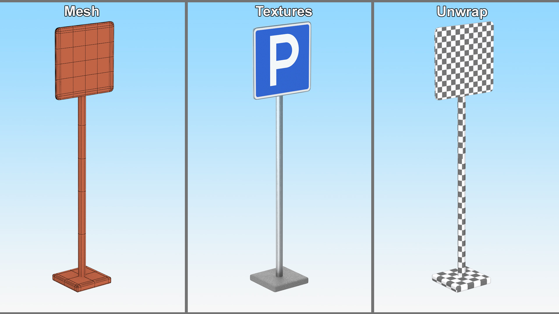 Road Sign Parking 3D