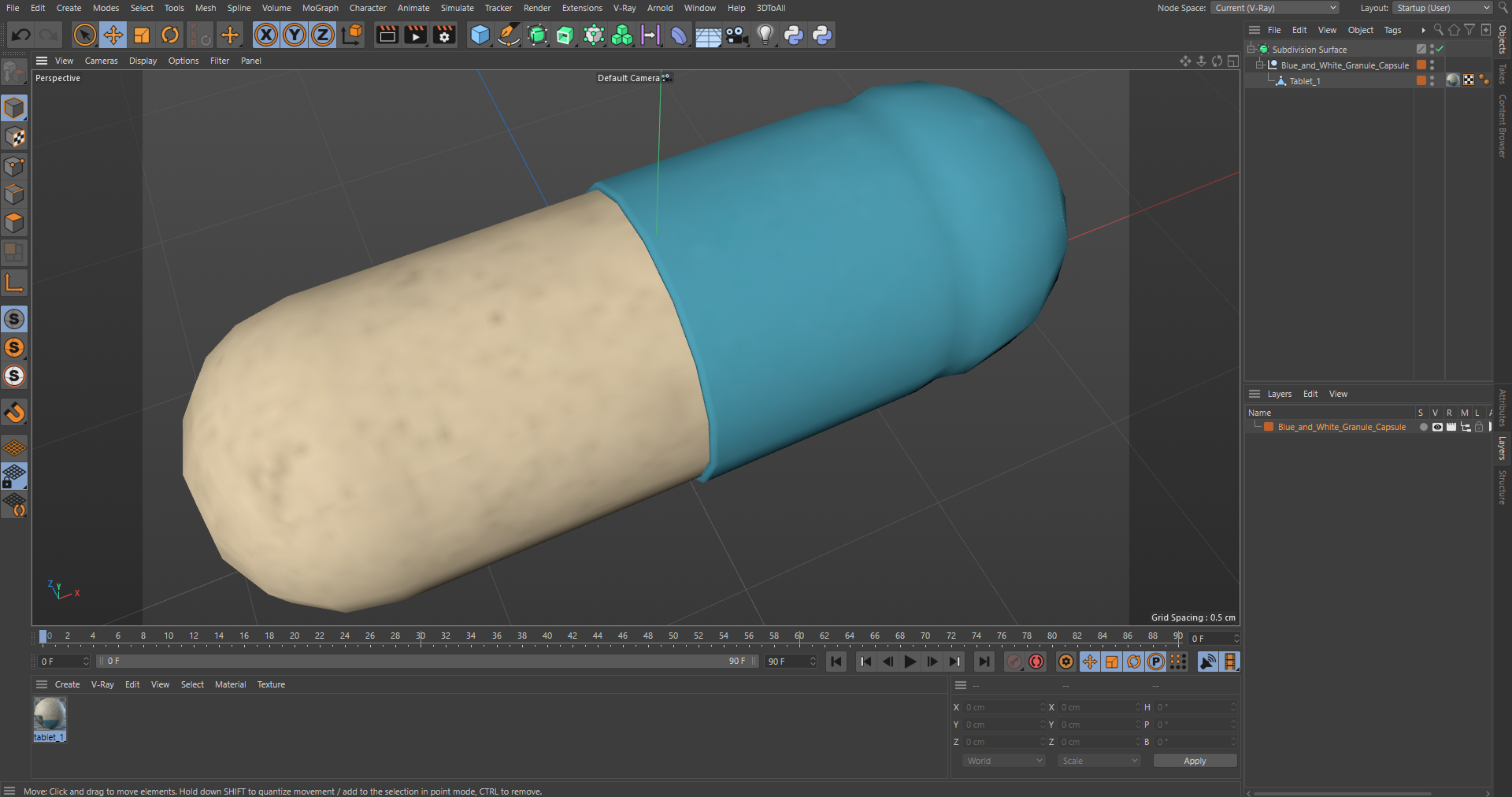 3D model Blue and White Granule Capsule