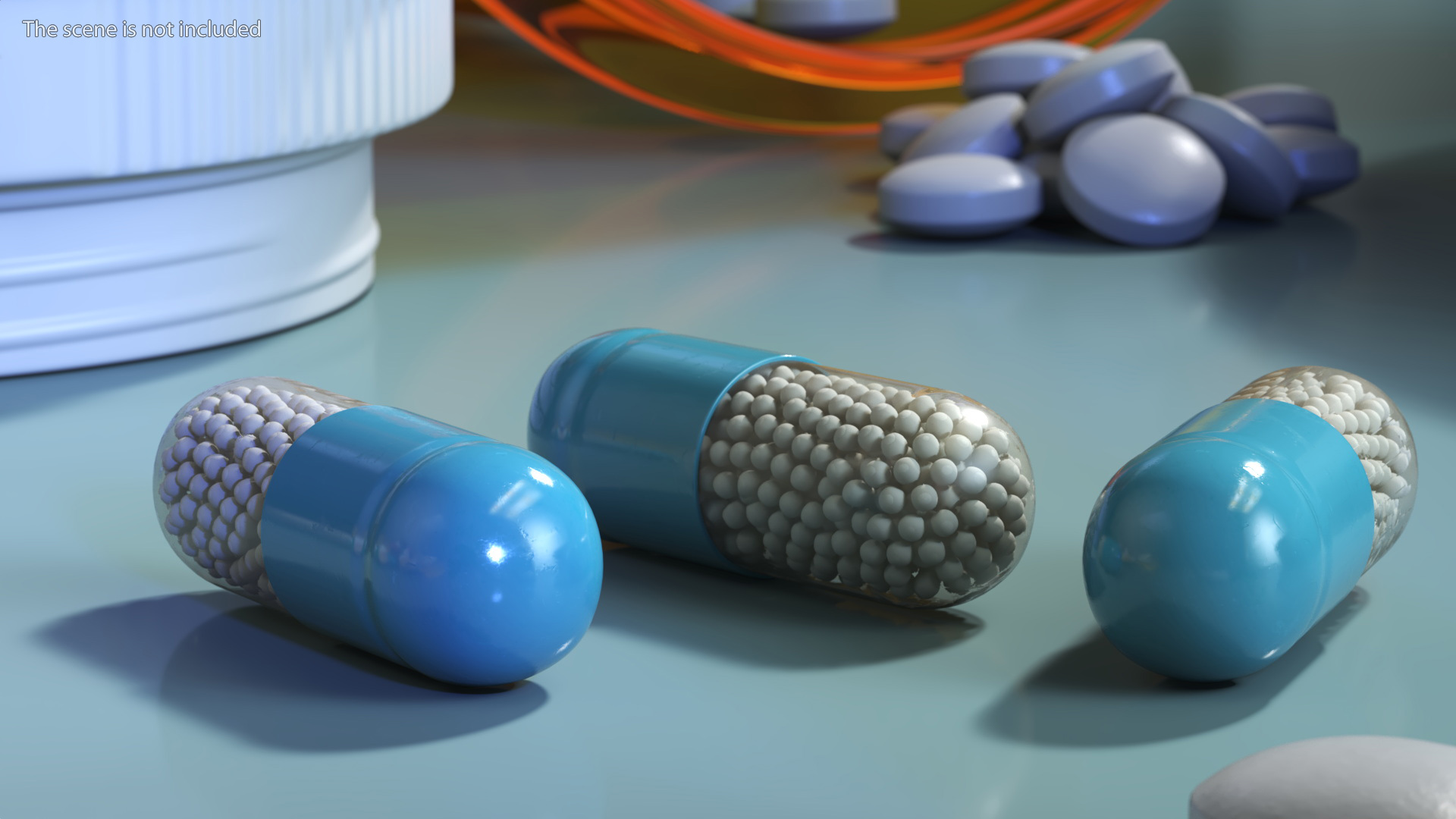 3D model Blue and White Granule Capsule