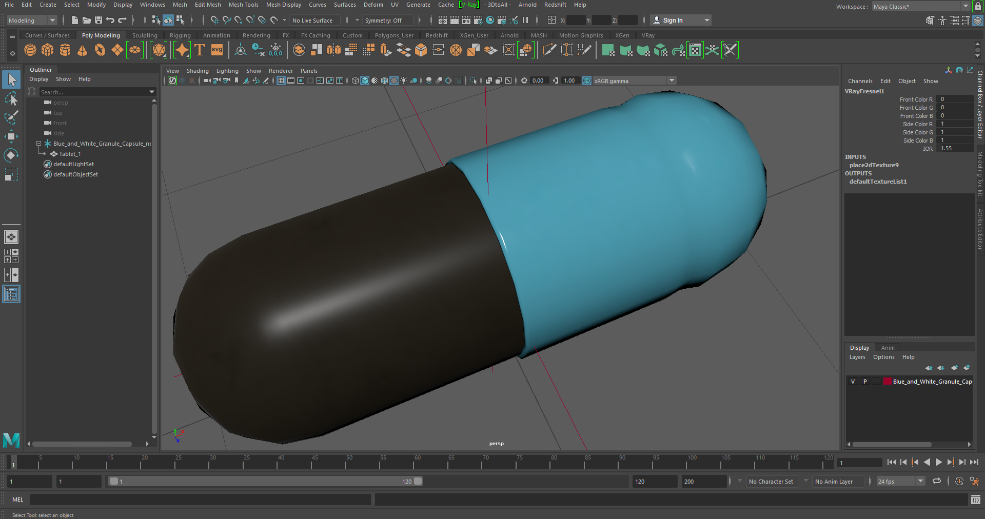 3D model Blue and White Granule Capsule